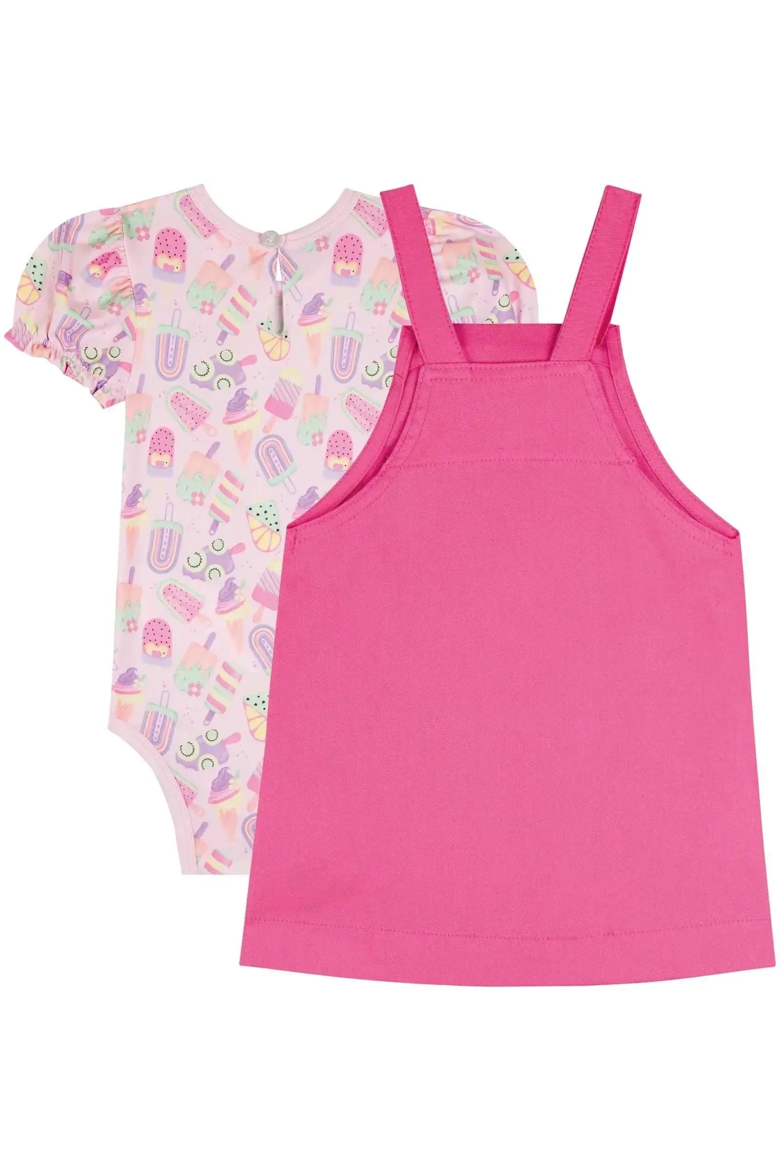 Conjunto de Body em Malha Comfy e Salopete em Sarja com Elastano 85743 Kukiê Bebê Menina