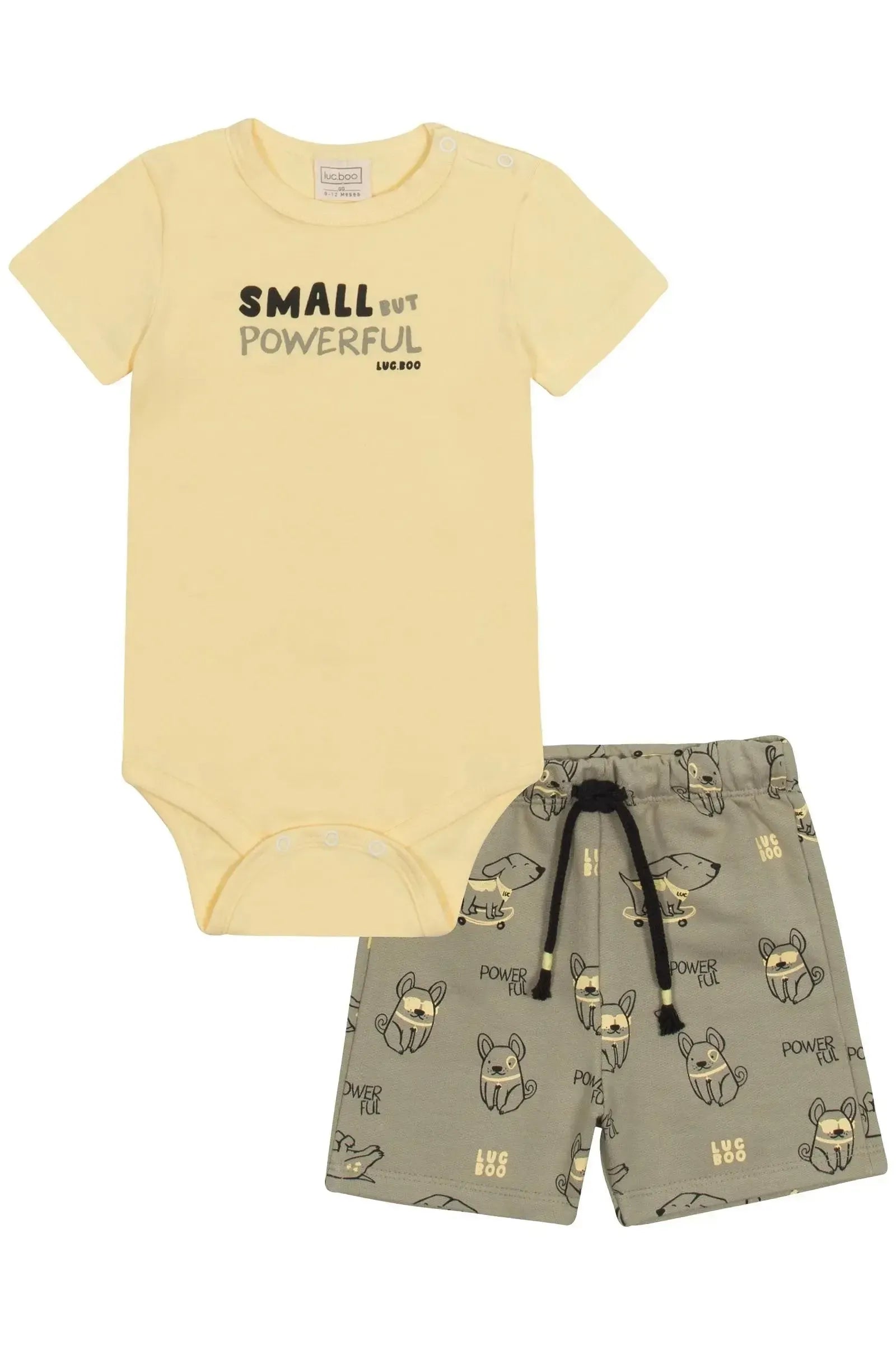 Conjunto de Body em Malha e Bermuda em Moletom sem Pelúcia 87359 LucBoo Bebê Menino