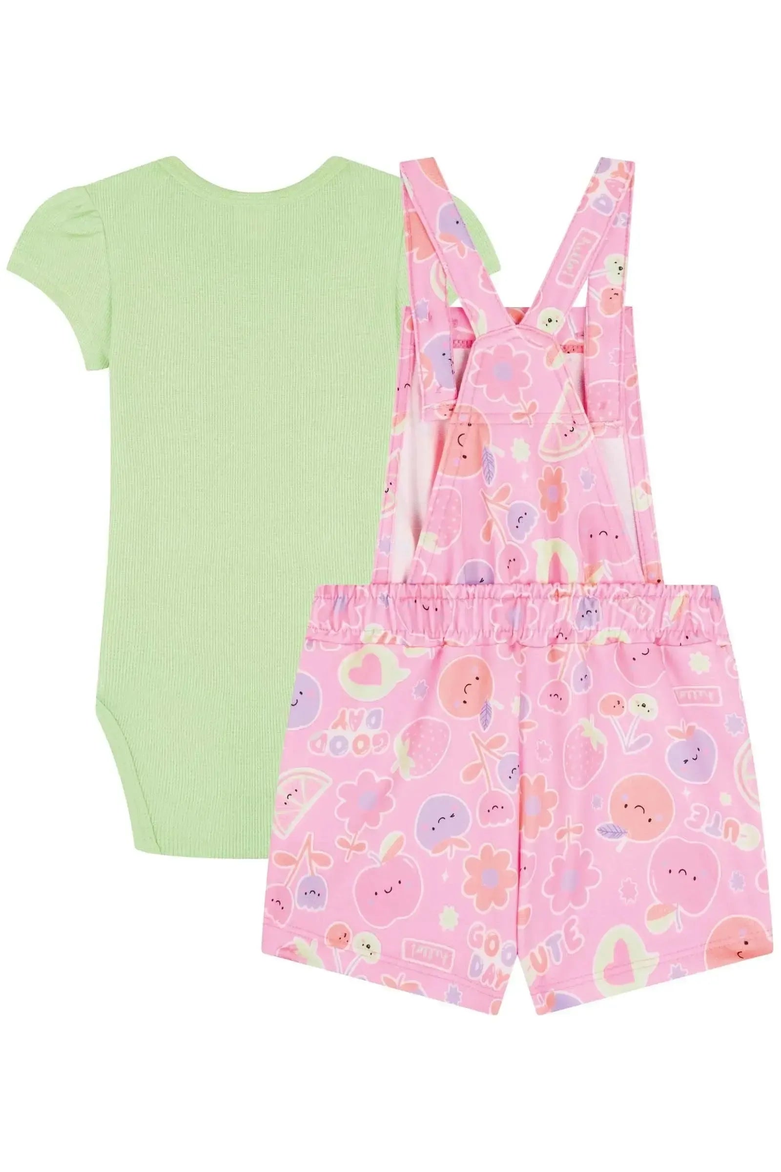 Conjunto de Body em Malha Little Waffle e Jardineira em Molecotton 85296 Kukiê Bebê Menina