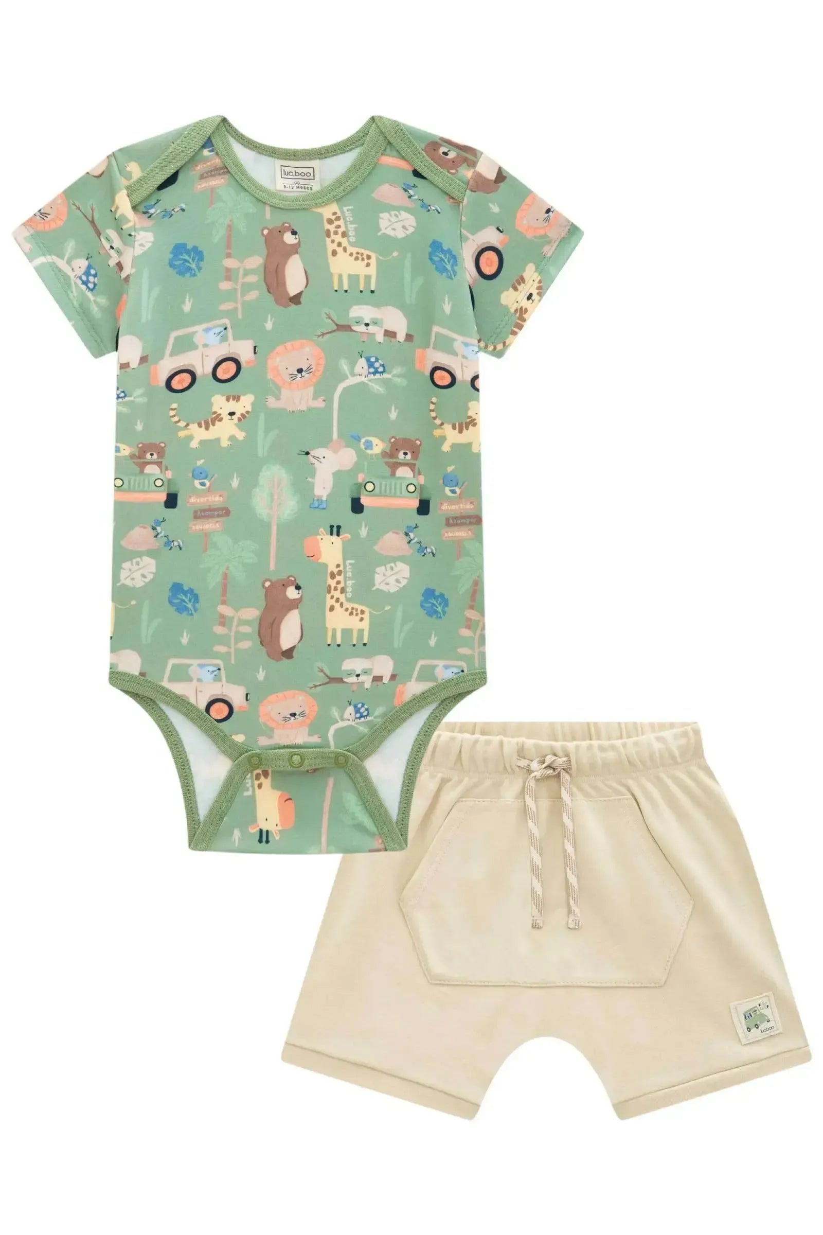 Conjunto de Body em Malha Power e Bermuda em Suedine 95033 LucBoo Bebê Menino