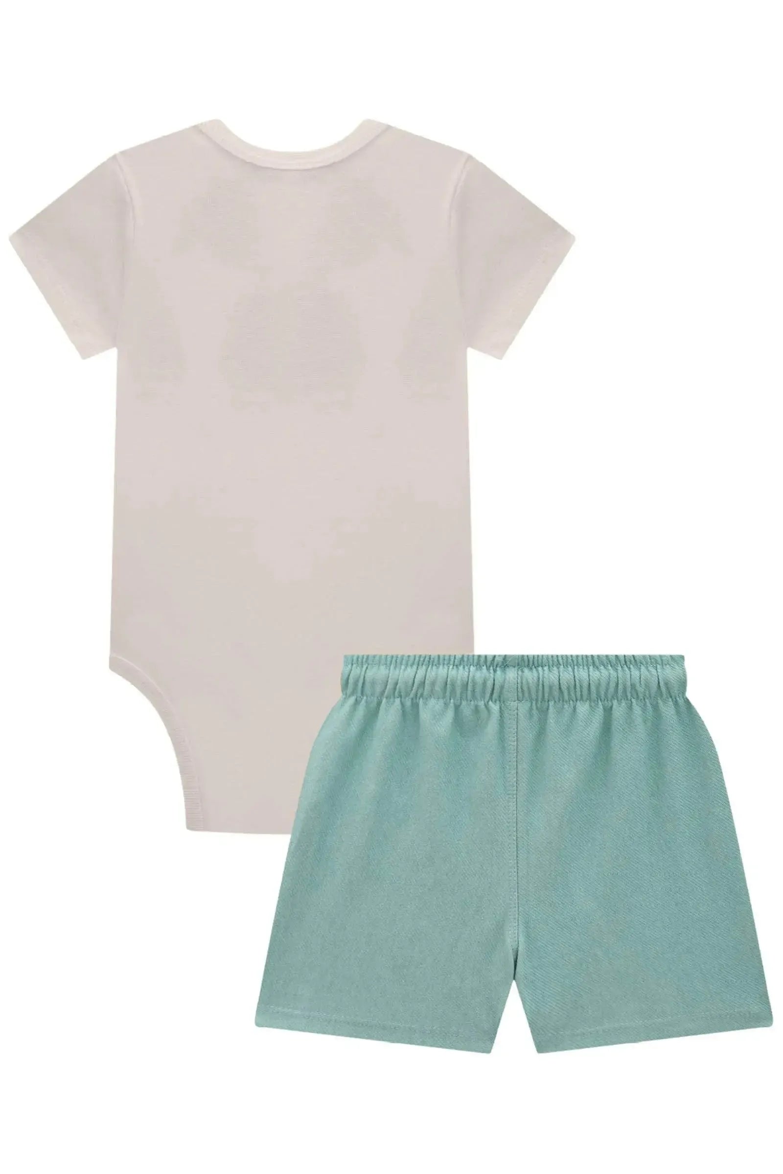 Conjunto de Body em Ribana 1x1 e Bermuda em Cotton Jeans com Elastano 82925 LucBoo Bebê Menino