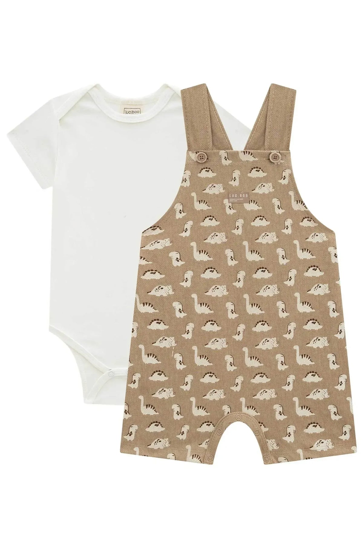 Conjunto de Body em Ribana 1x1 e Jardineira em Cotton Jeans com Elastano 99058 LucBoo Bebê Menino