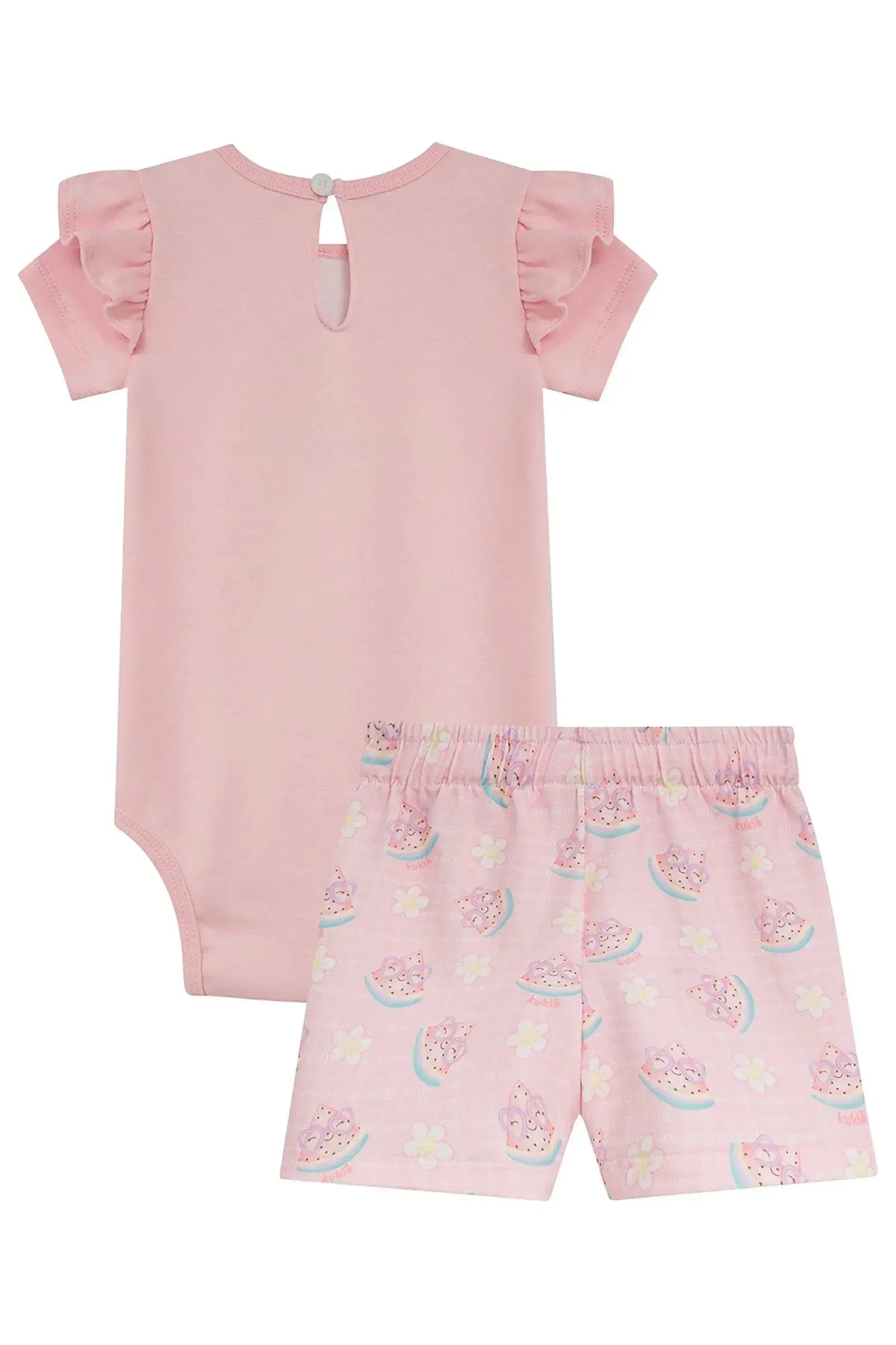 Conjunto de Body em Ribana 1x1 e Shorts em Malha Power 95325 Kukiê Bebê Menina