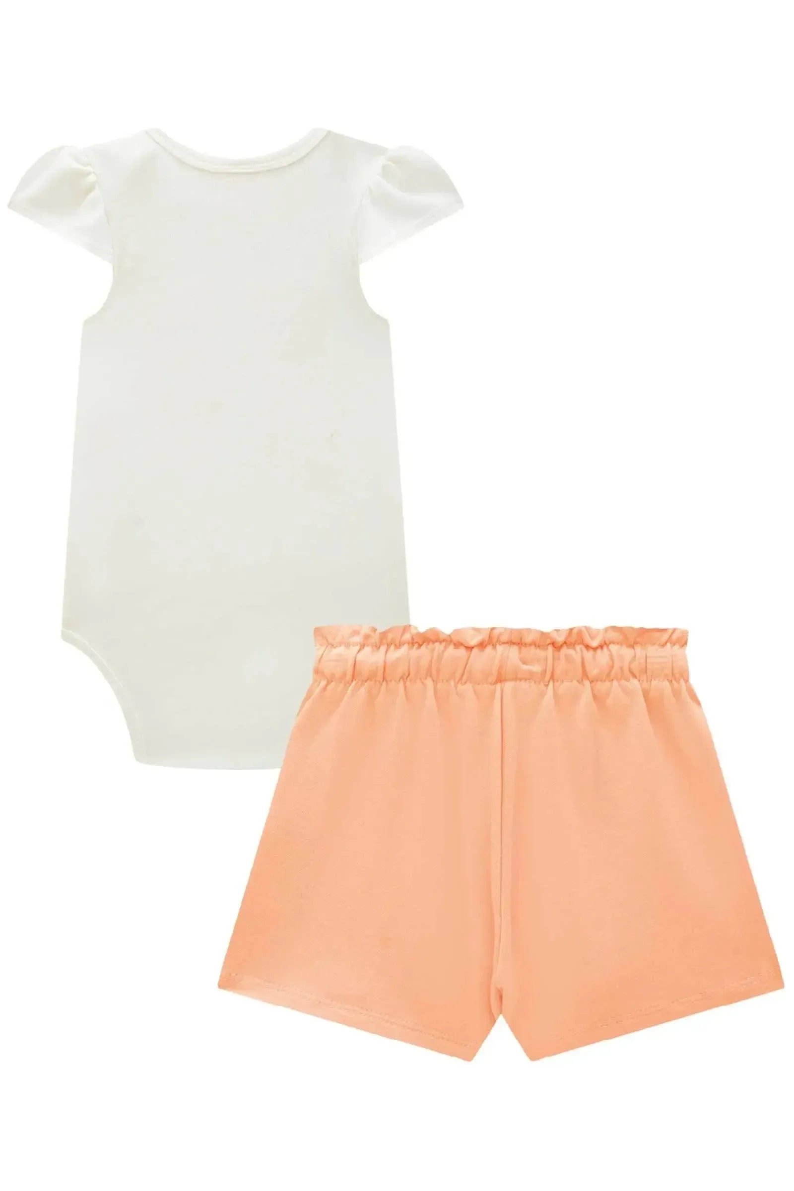 Conjunto de Body em Ribana Canelada com Short Saia em Molevisco 87121 Infanti Bebê Menina