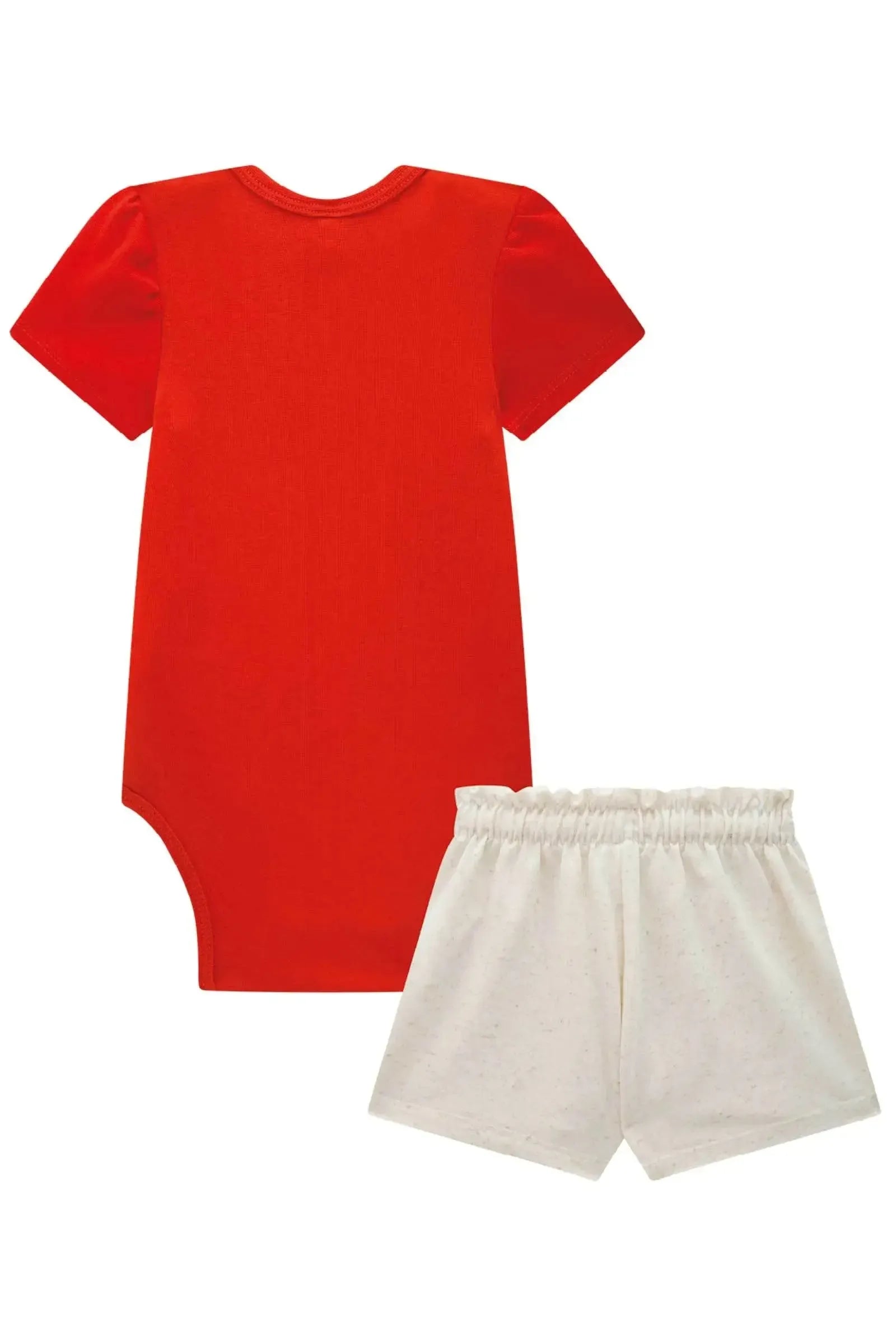 Conjunto de Body em Ribana Canelada com Short Saia em Molevisco 88887 Infanti Bebê Menina