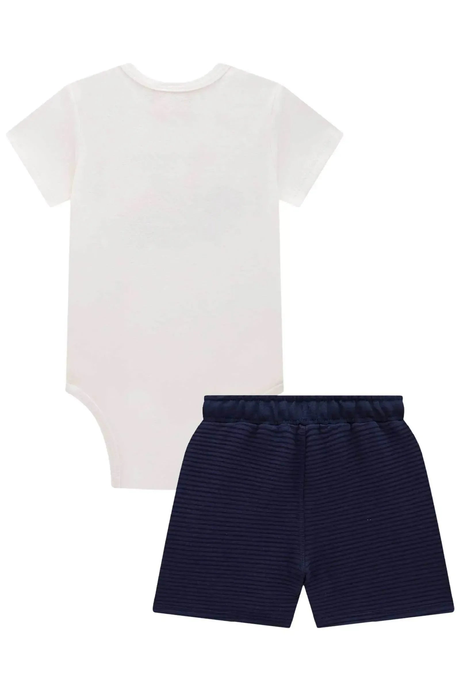 Conjunto de Body em Ribana e Bermuda em Moletom sem Pelúcia 84580 LucBoo Bebê Menino