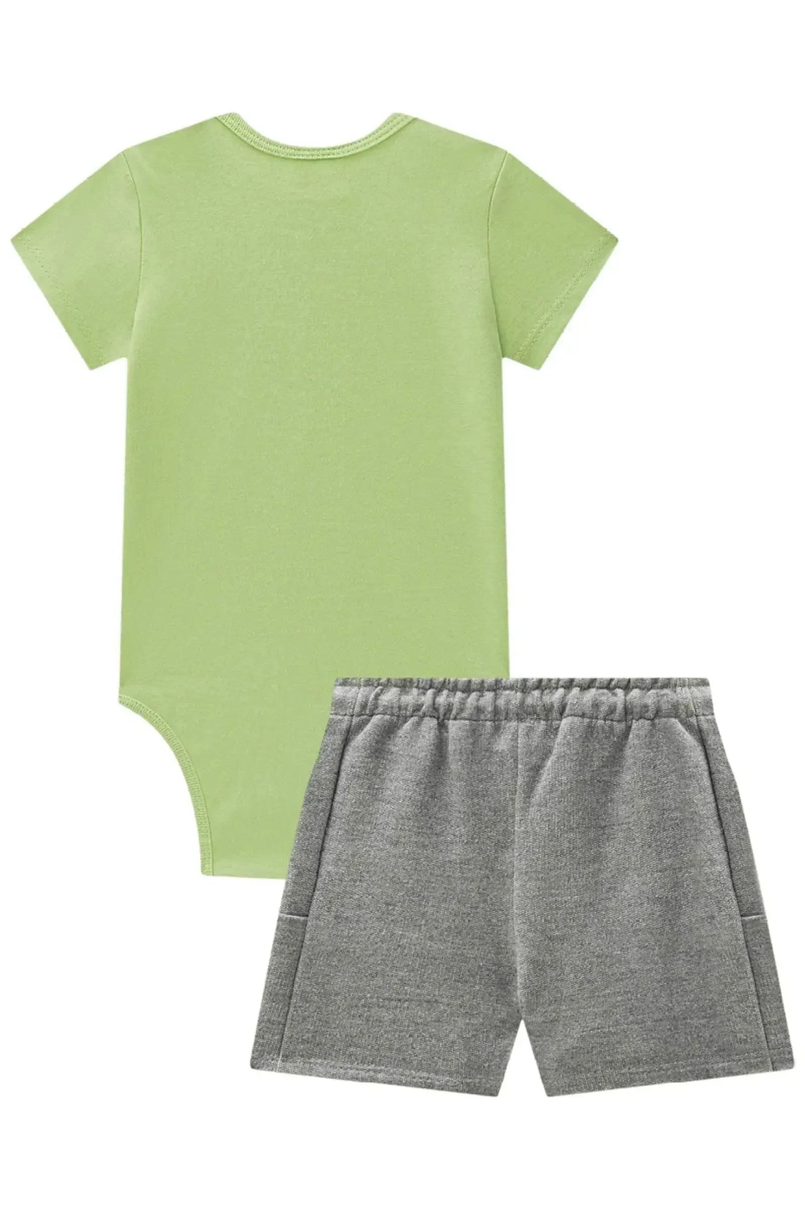 Conjunto de Body em Ribana e Bermuda em Moletom sem Pelúcia 88693 Johnny Fox Bebê Menino