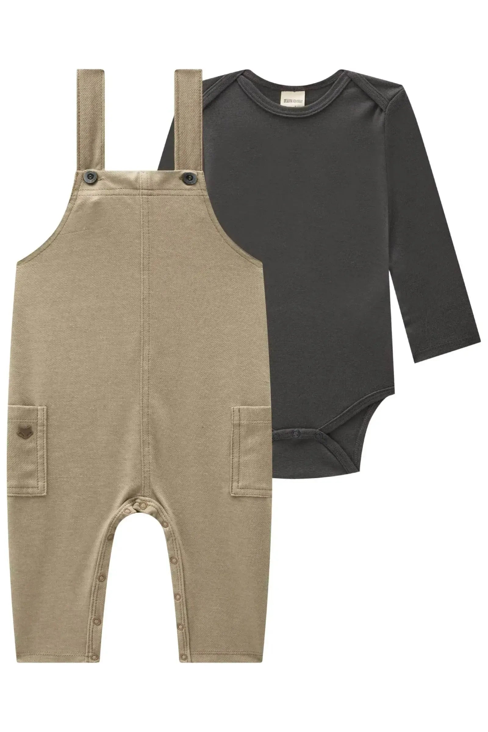 Conjunto de Body em Ribana e Jardineira em Cotton Jeans com Elastano 90669 Johnny Fox