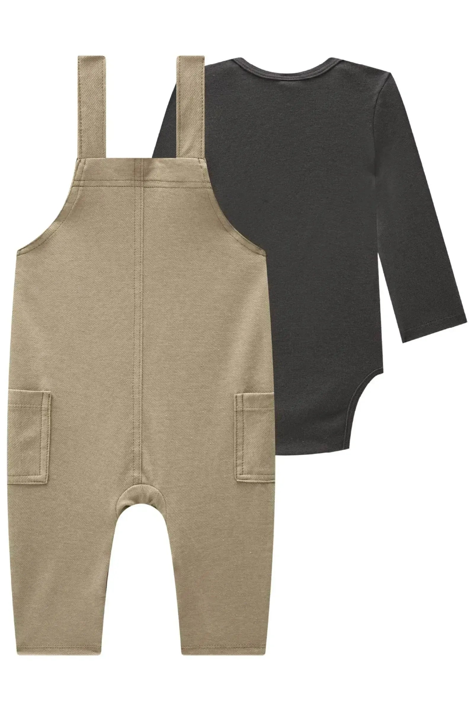 Conjunto de Body em Ribana e Jardineira em Cotton Jeans com Elastano 90669 Johnny Fox