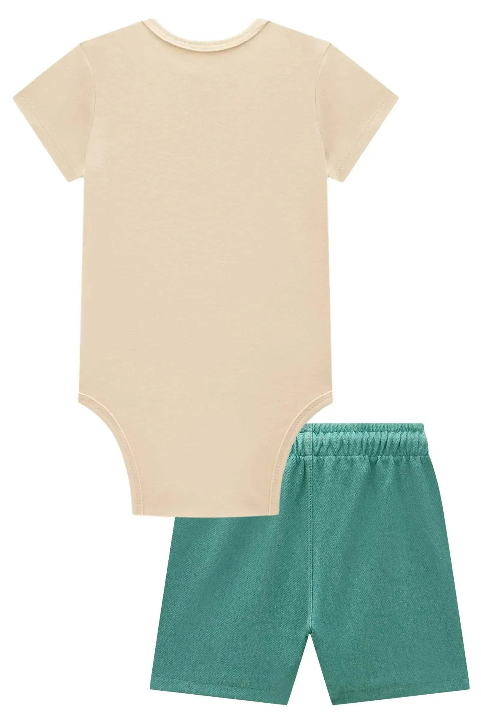 Conjunto de Body em Suedine e Bermuda em Cotton Jeans com Elastano 95155 Johnny Fox Bebê Menino