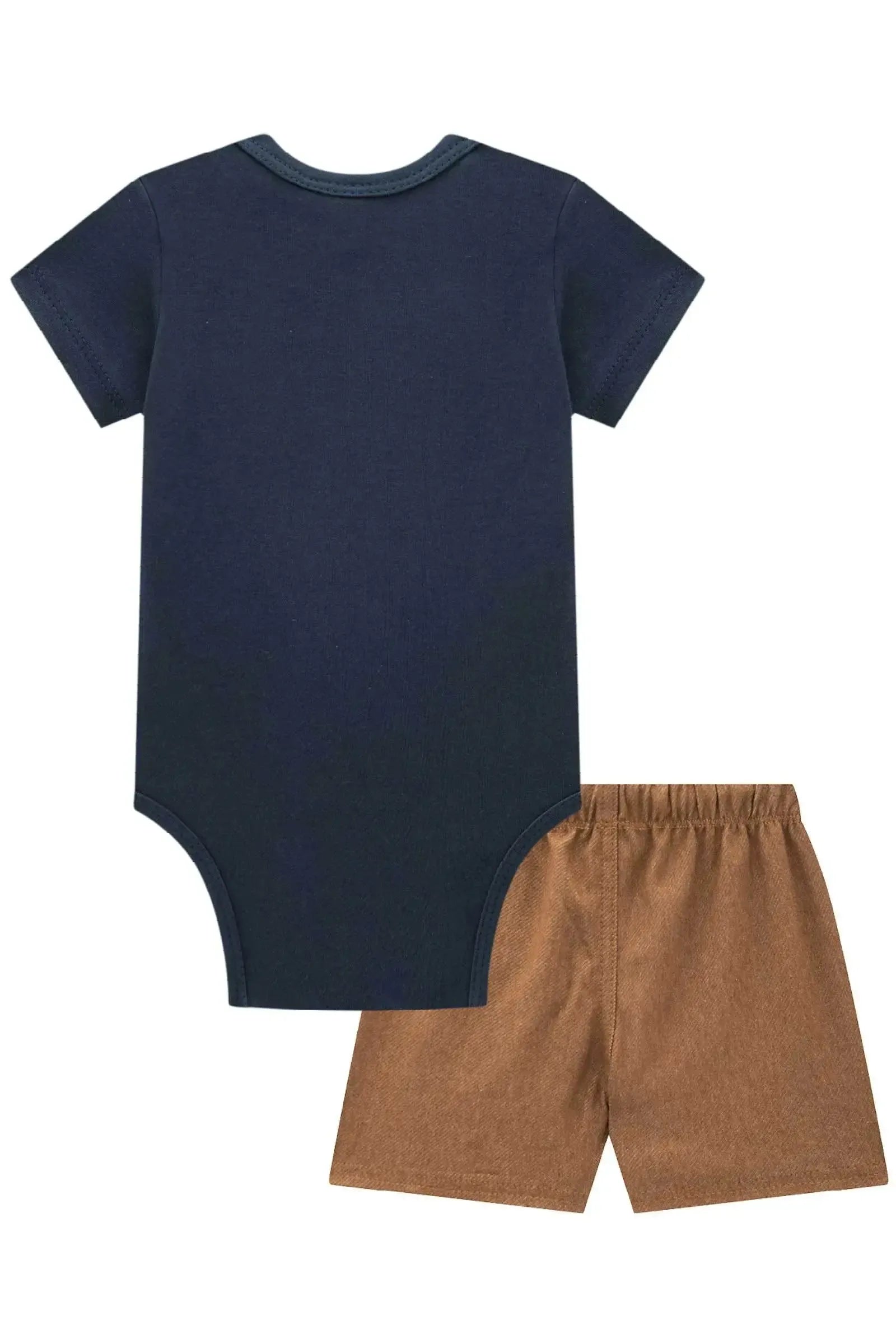 Conjunto de Body em Suedine e Bermuda em Cotton Jeans com Elastano 93904 Johnny Fox Bebê Menino