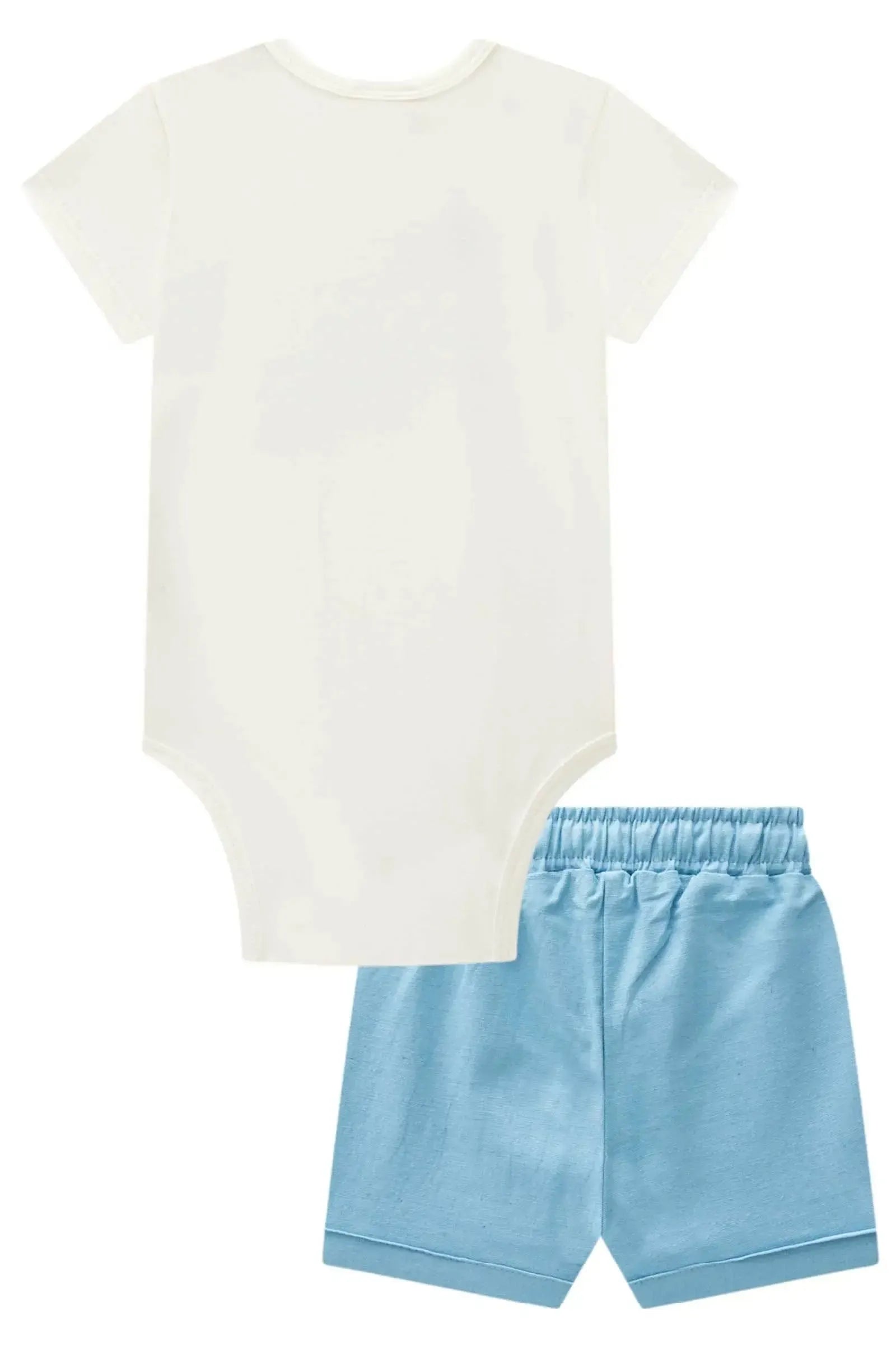 Conjunto de Body em Suedine e Bermuda em Linho Santorine com Elastano 95462 LucBoo Bebê Menino