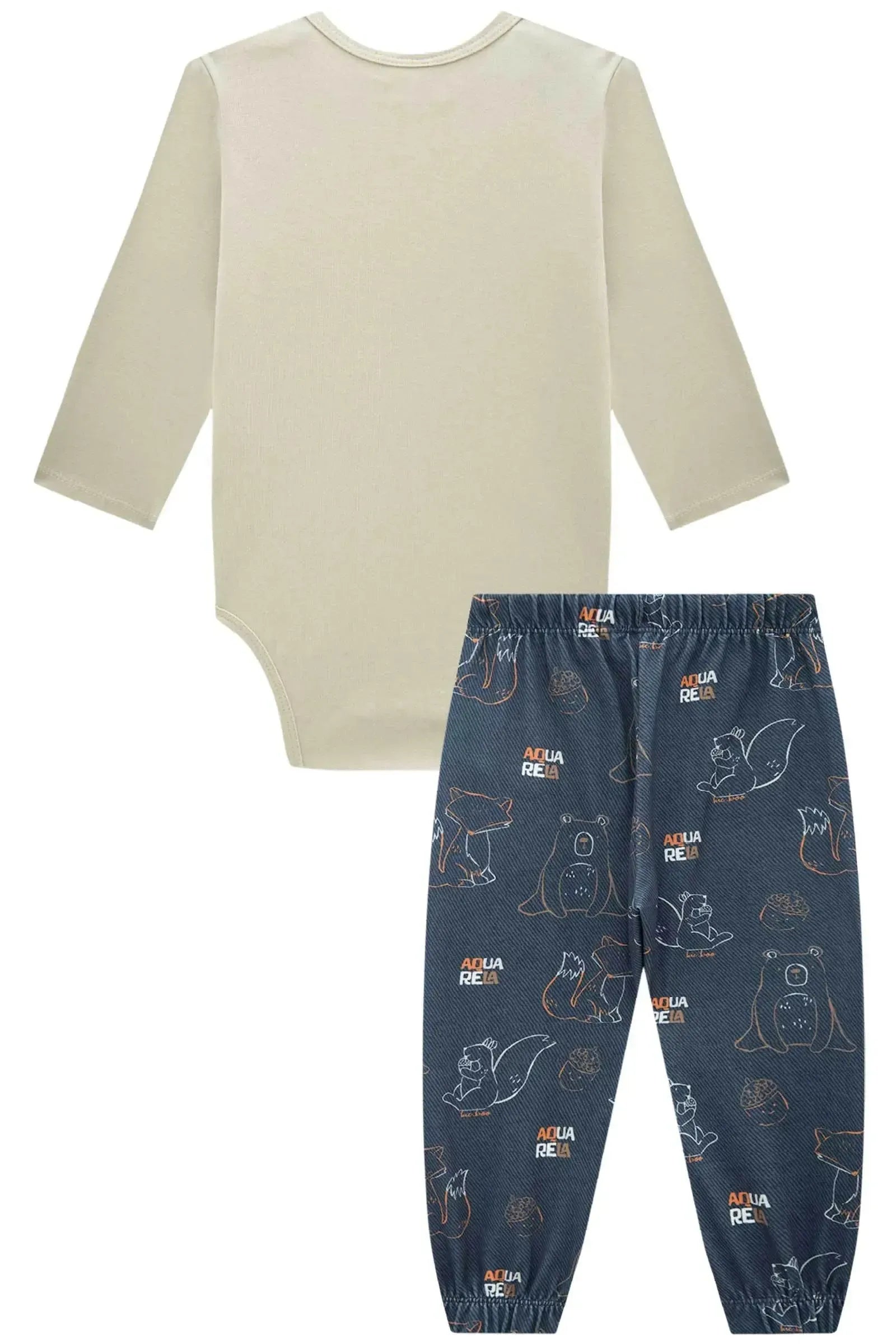 Conjunto de Body em Suedine e Calça Jogger em Termoskin Peluciado 91779 LucBoo Bebê Menino