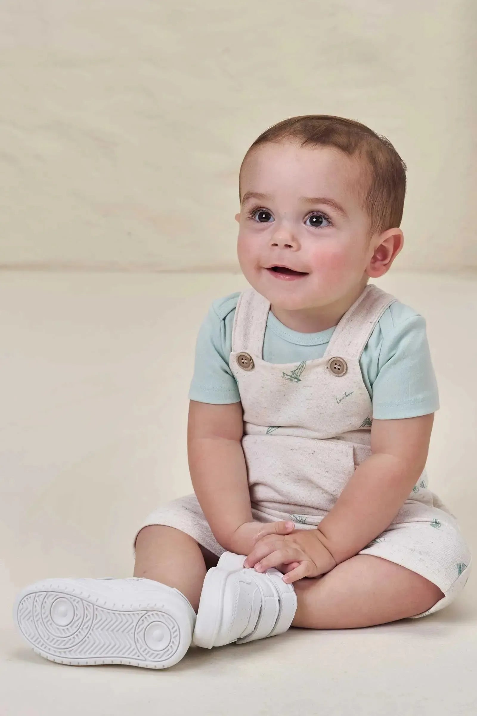 Conjunto de Body em Suedine e Jardineira em Moletom sem Pelúcia 98250 LucBoo Bebê Menino
