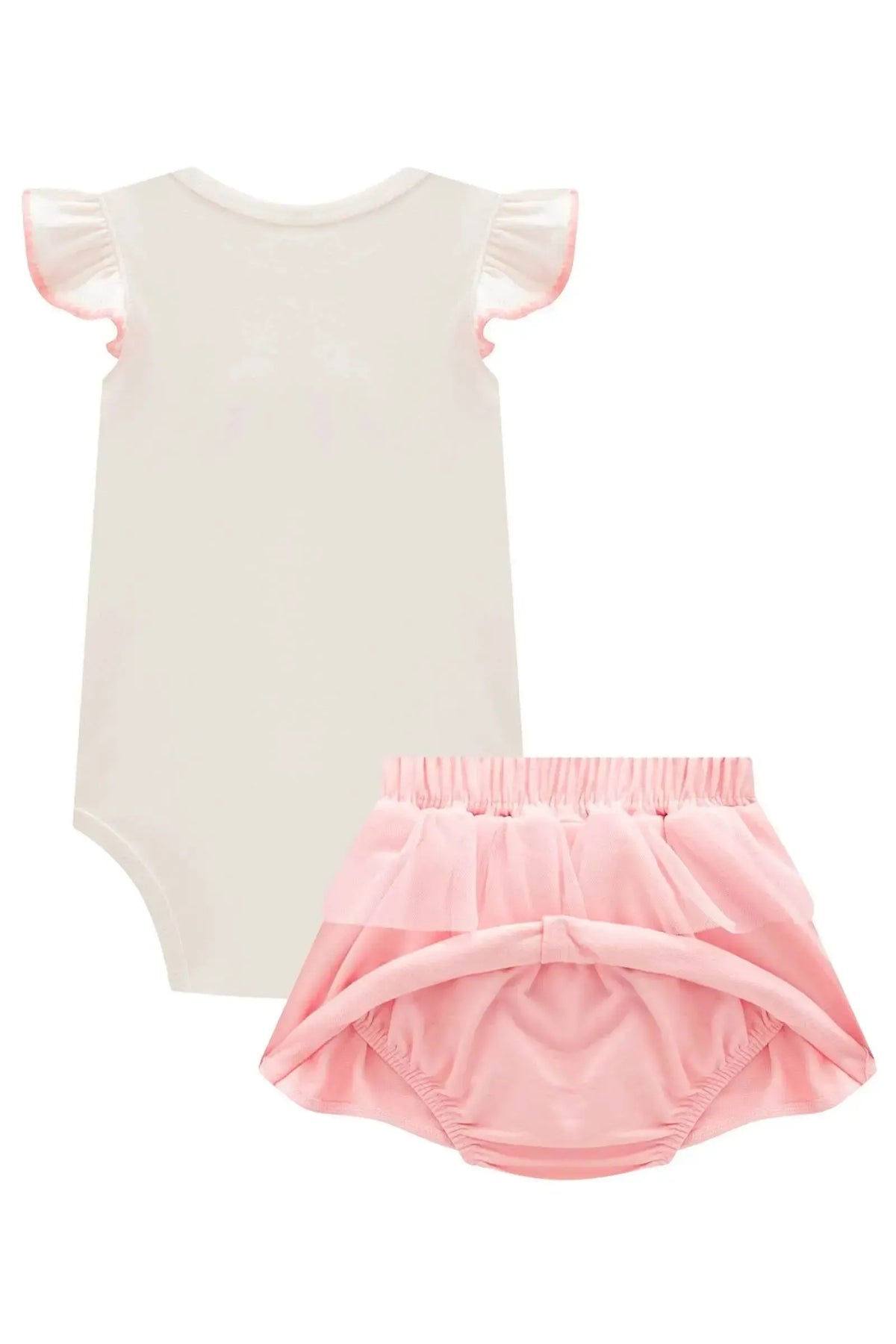 Conjunto de Body em Suedine e Saia com Calcinha em Molevisco e Tule com Elastano 98595 Infanti Bebê Menina