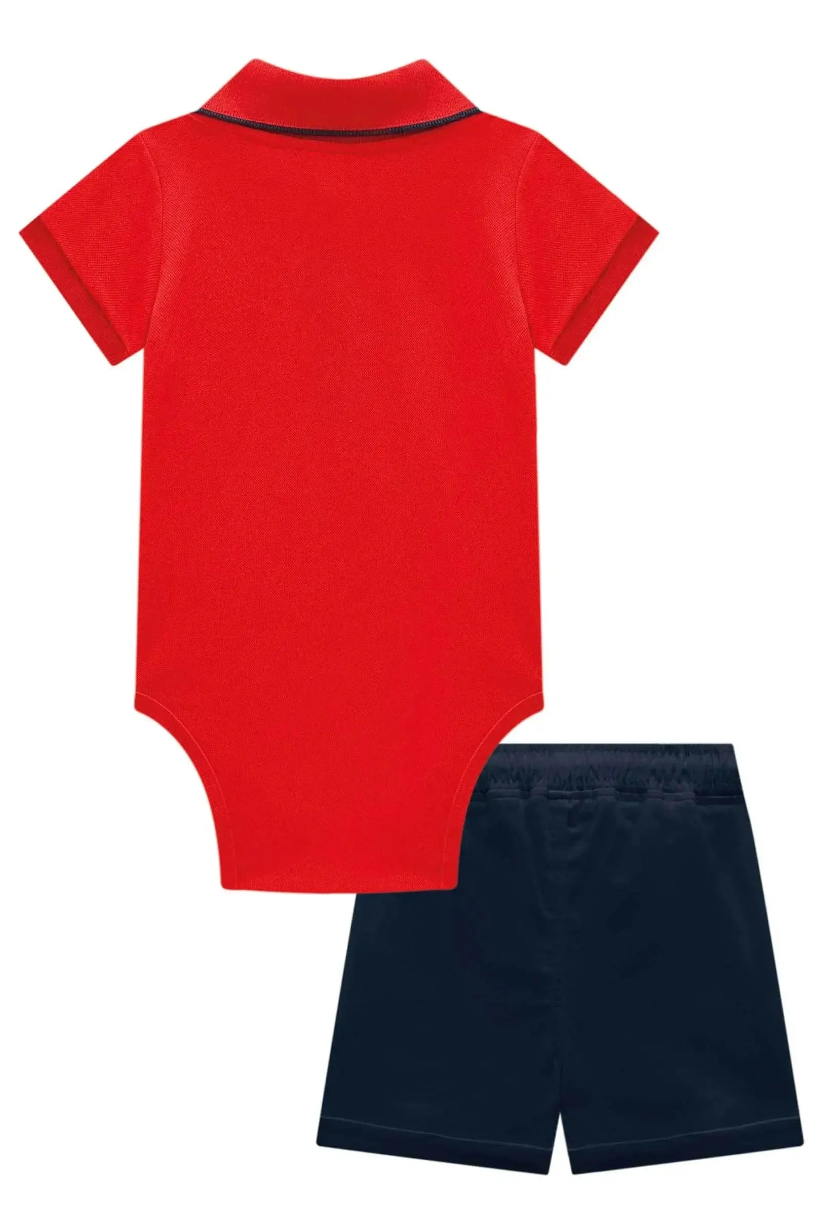 Conjunto de Body Polo em Piquet com Elastano e Bermuda em Sarja Girassol com Elastano 94883 Johnny Fox Bebê Menino