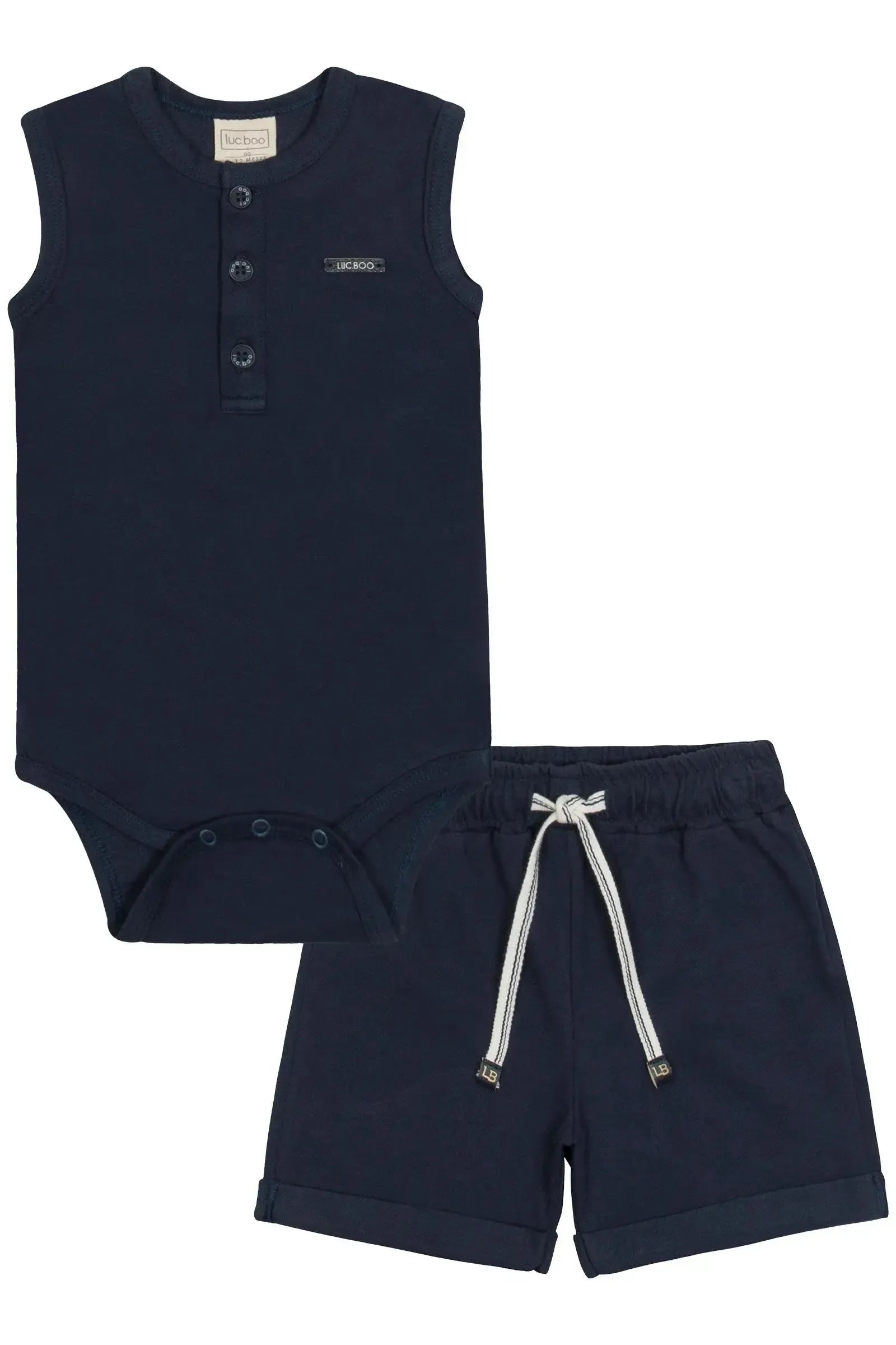Conjunto de Body Regata e Bermuda em Piquet com Elastano 86620 LucBoo Bebê Menino