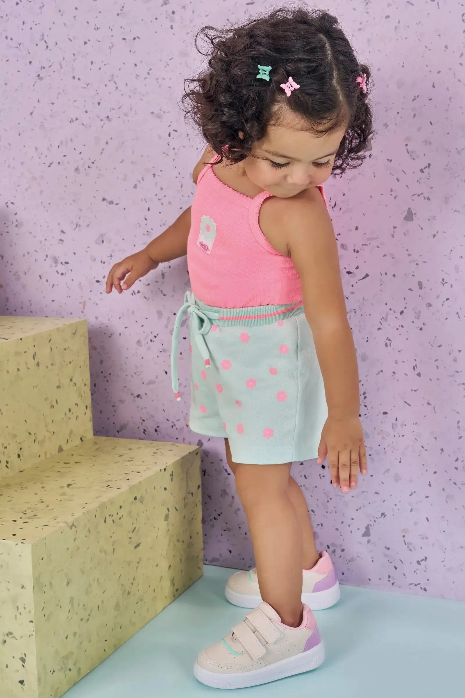 Conjunto de Body Regata em Canelado e Shorts em Piquet 86821 Kukiê Bebê Menina