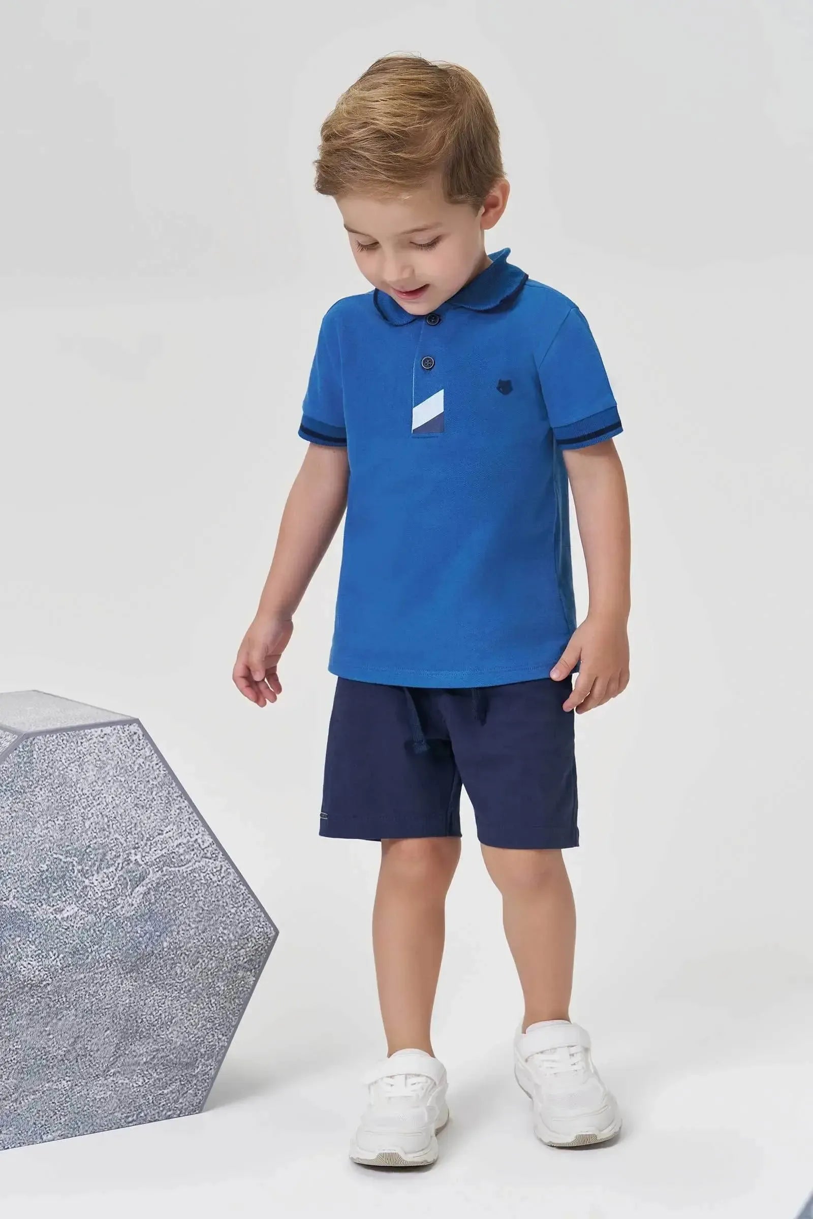Conjunto de Caisa Polo em Piquet com Elastano e Bermuda em Sarja Girassol com Elastano 95433 Johnny Fox Teen Menino