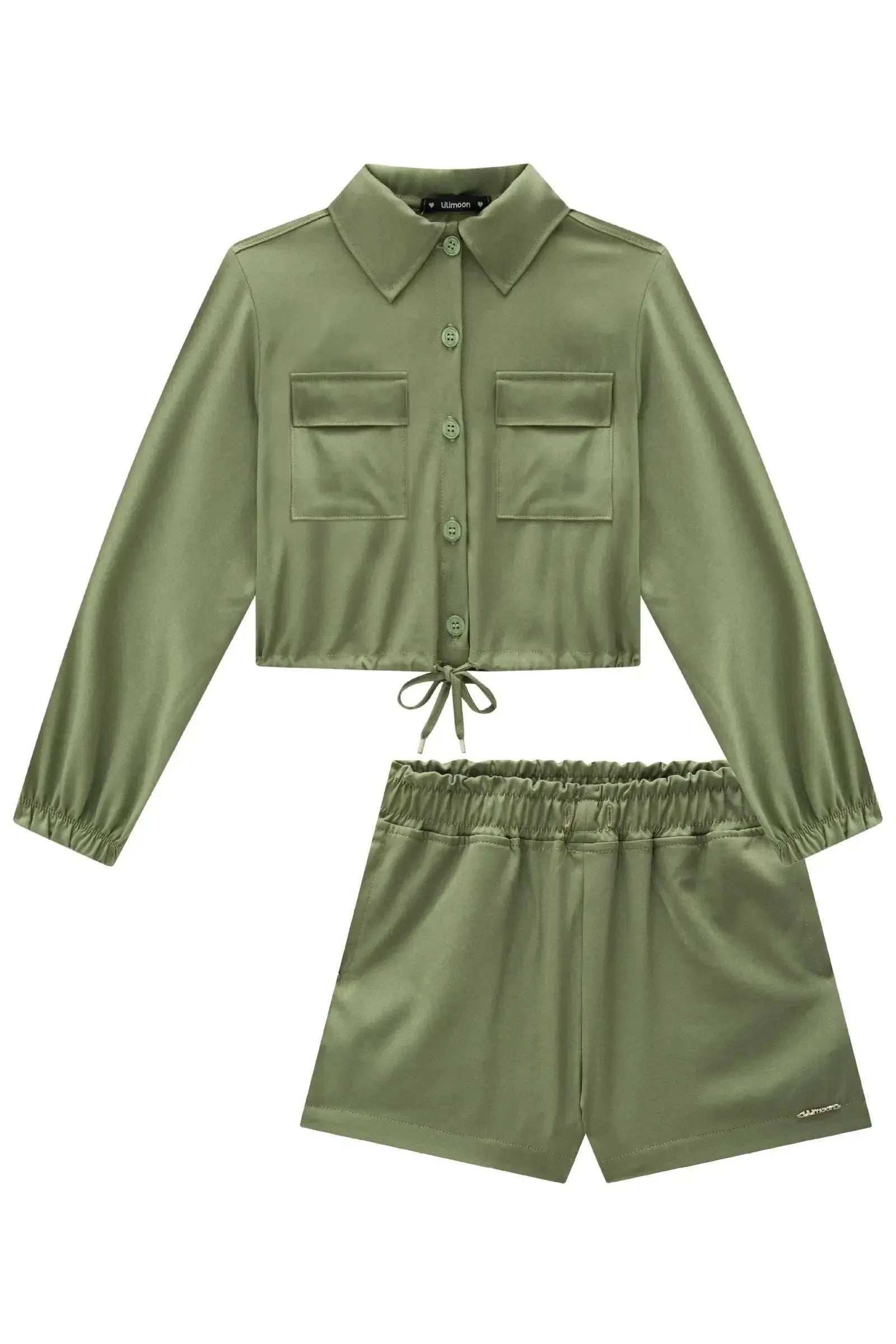 Conjunto de Camisa Boxy e Shorts em Alfaiataria Pergamon 90476 Lilimoon Teen Menina