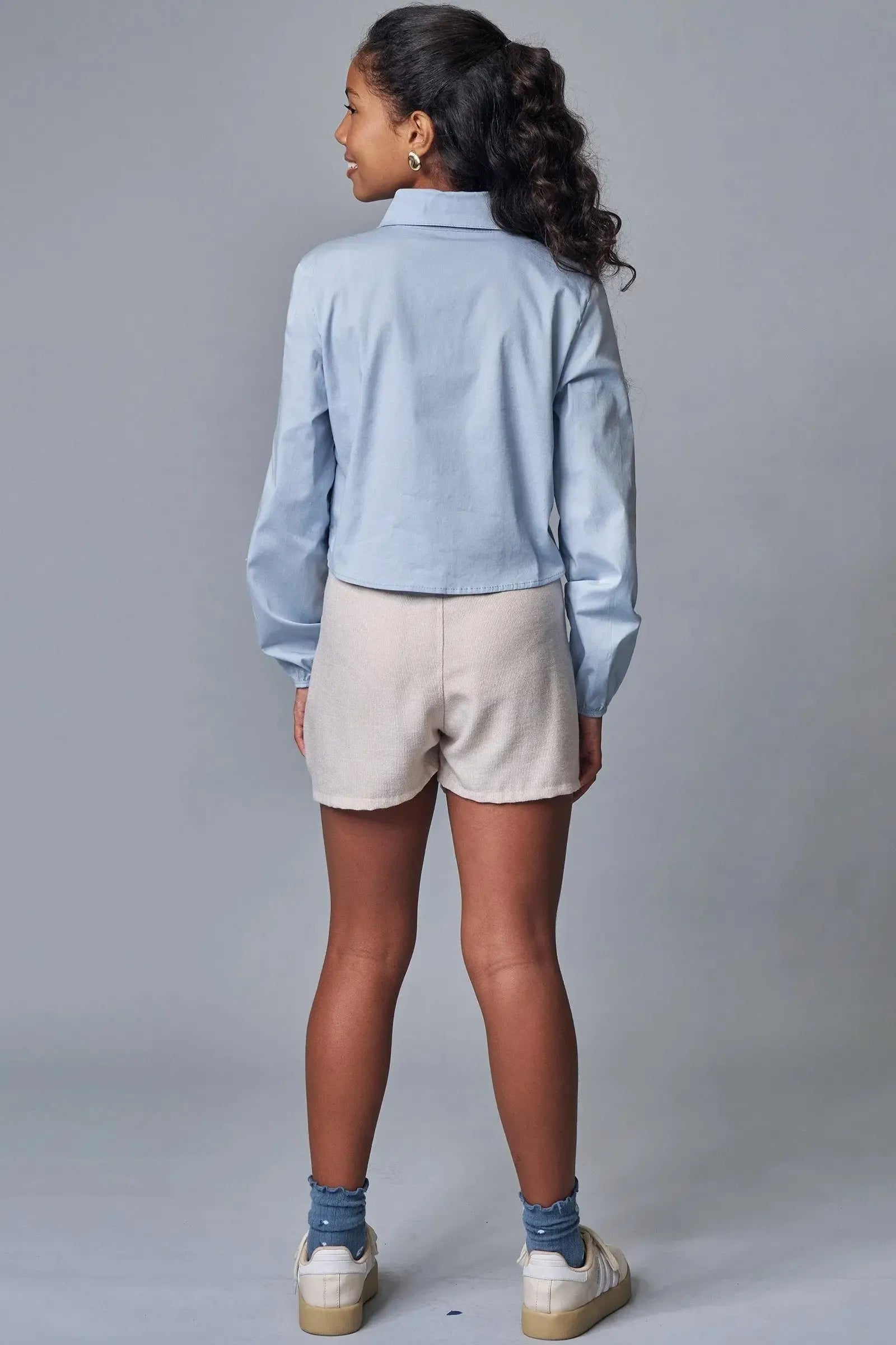 Conjunto de Camisa Boxy em Tricoline com Elastano e Short Saia em Sarja com Elastano 90736 Lilimoon Teen Menina