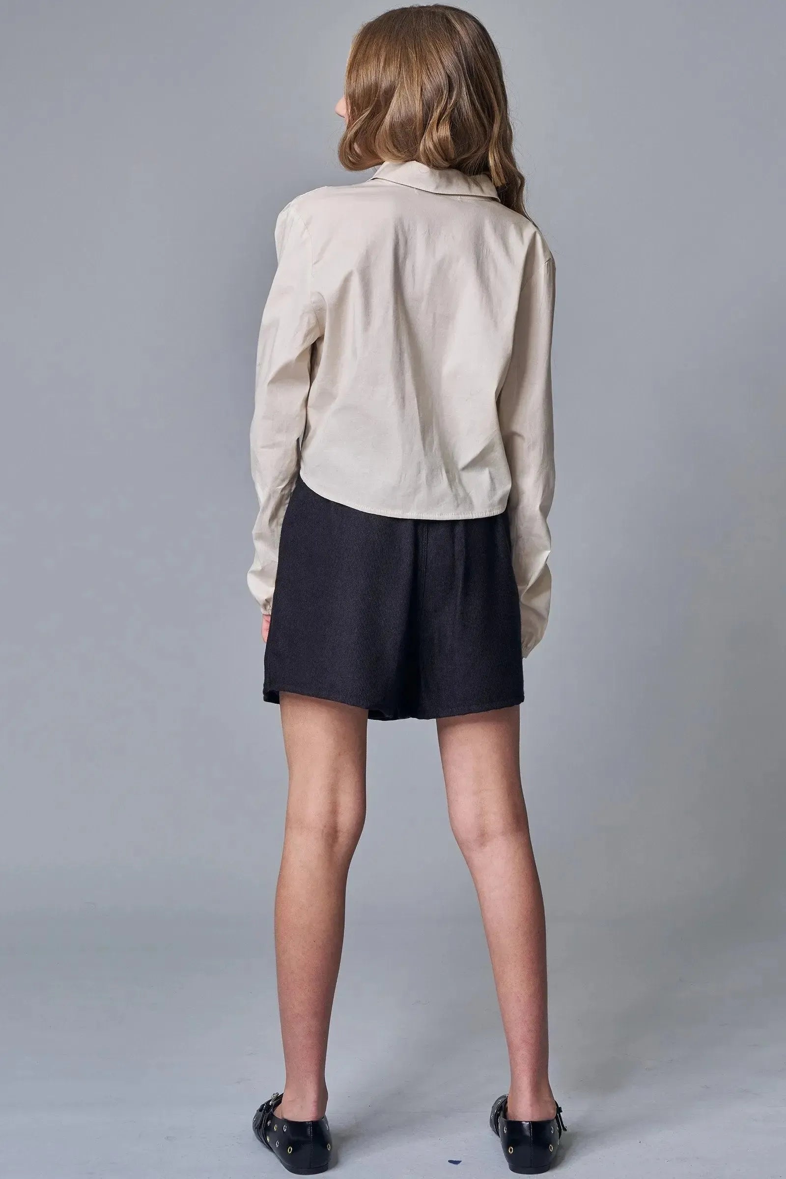 Conjunto de Camisa Boxy em Tricoline Mônaco com Elastano e Short Saia em Cotelê Oslo 90740 Lilimoon Teen Menina