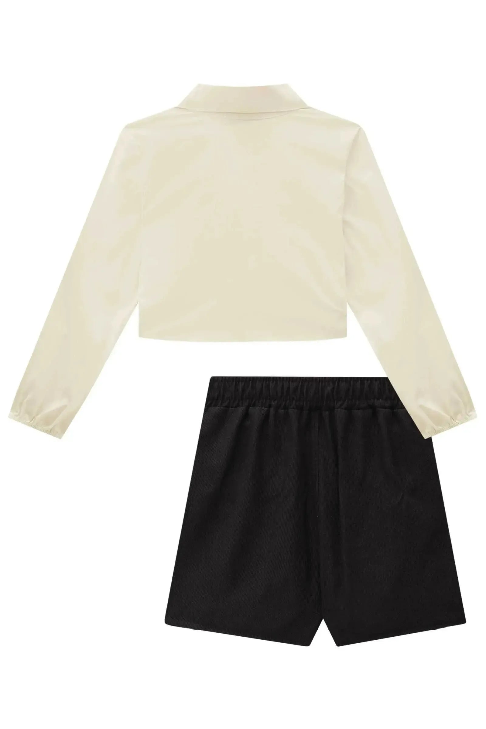 Conjunto de Camisa Boxy em Tricoline Mônaco com Elastano e Short Saia em Cotelê Oslo 90740 Lilimoon Teen Menina