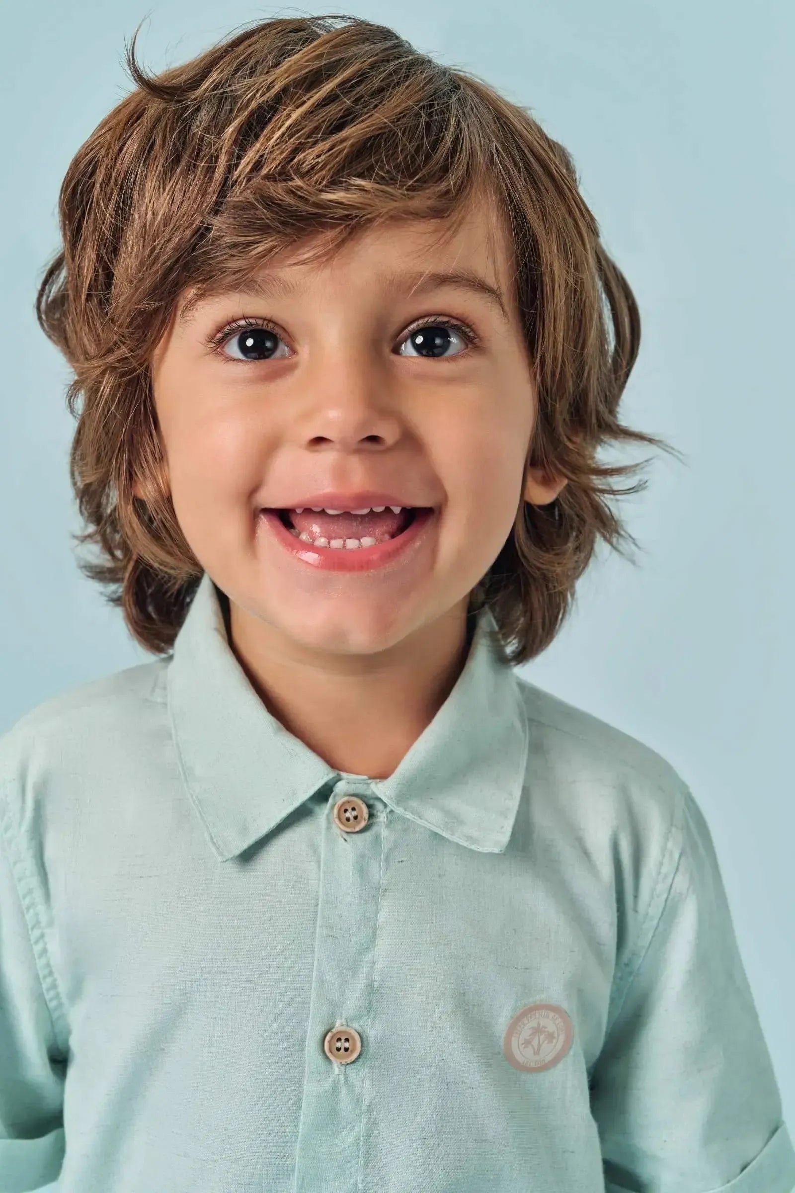 Conjunto de Camisa em Linho Deluxe e Bermuda em Linho Santorine com Elastano 83610 LucBoo Bebê Menino