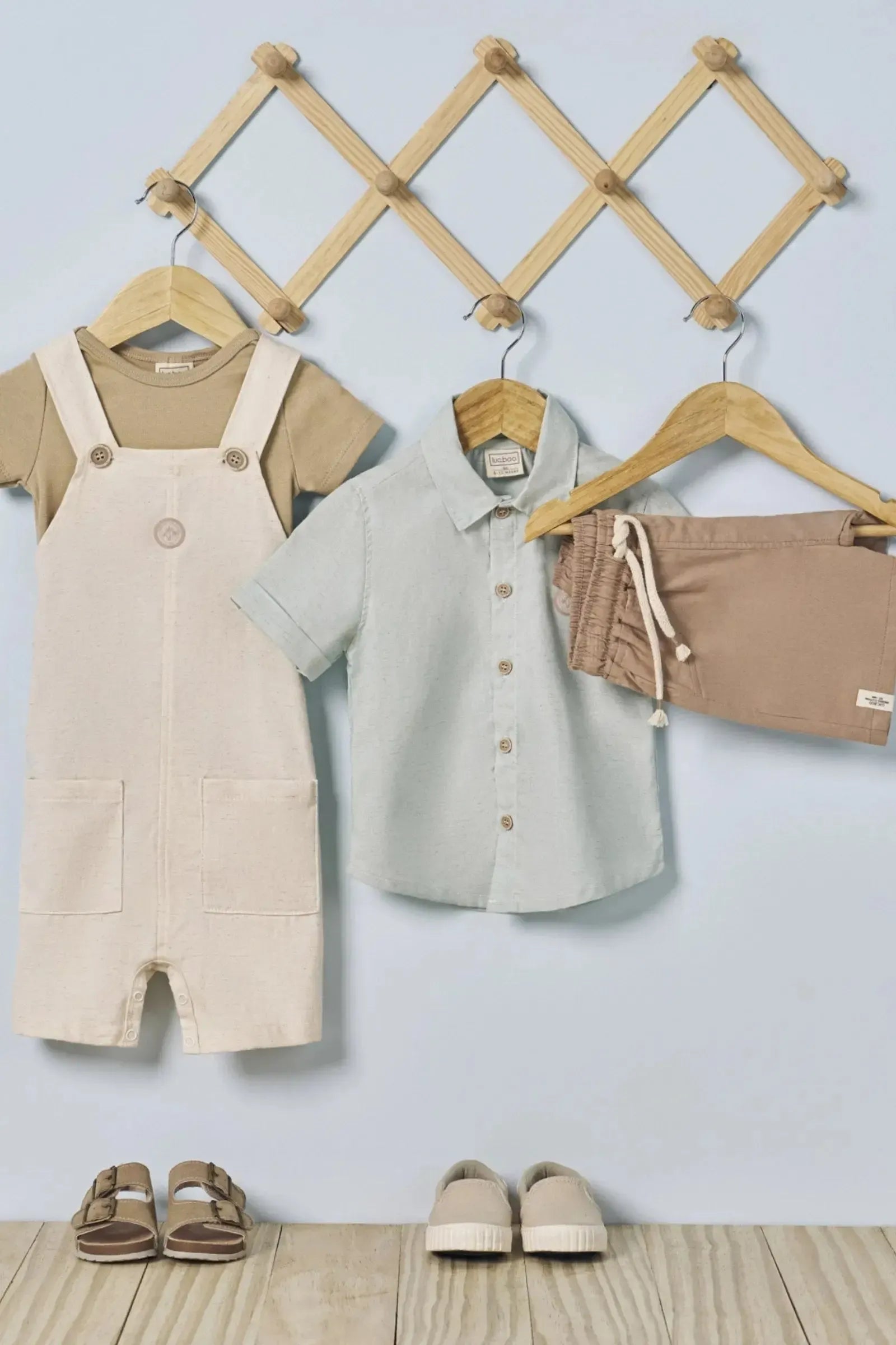 Conjunto de Camisa em Linho Deluxe e Bermuda em Linho Santorine com Elastano 83610 LucBoo Bebê Menino