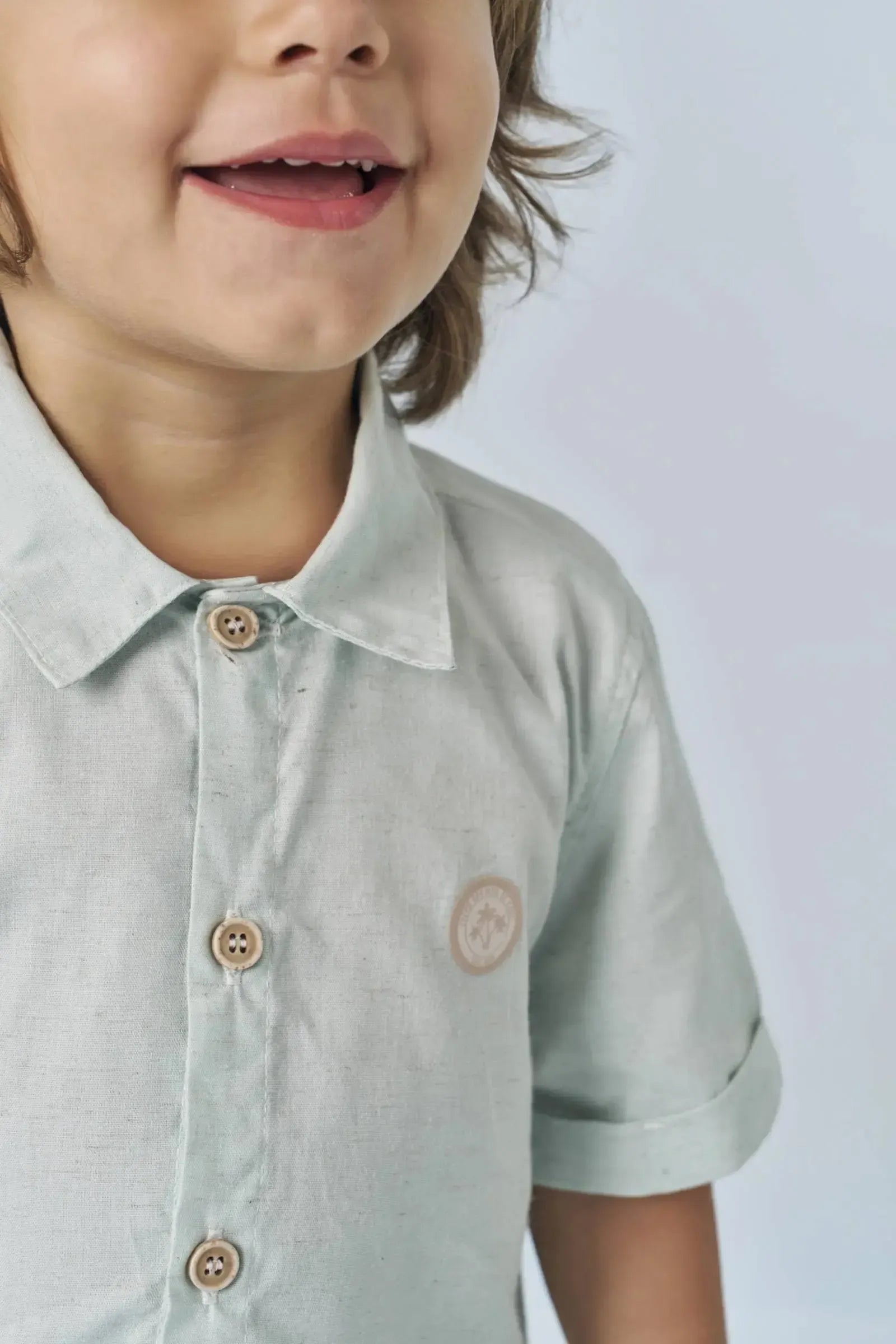 Conjunto de Camisa em Linho Deluxe e Bermuda em Linho Santorine com Elastano 83610 LucBoo Bebê Menino