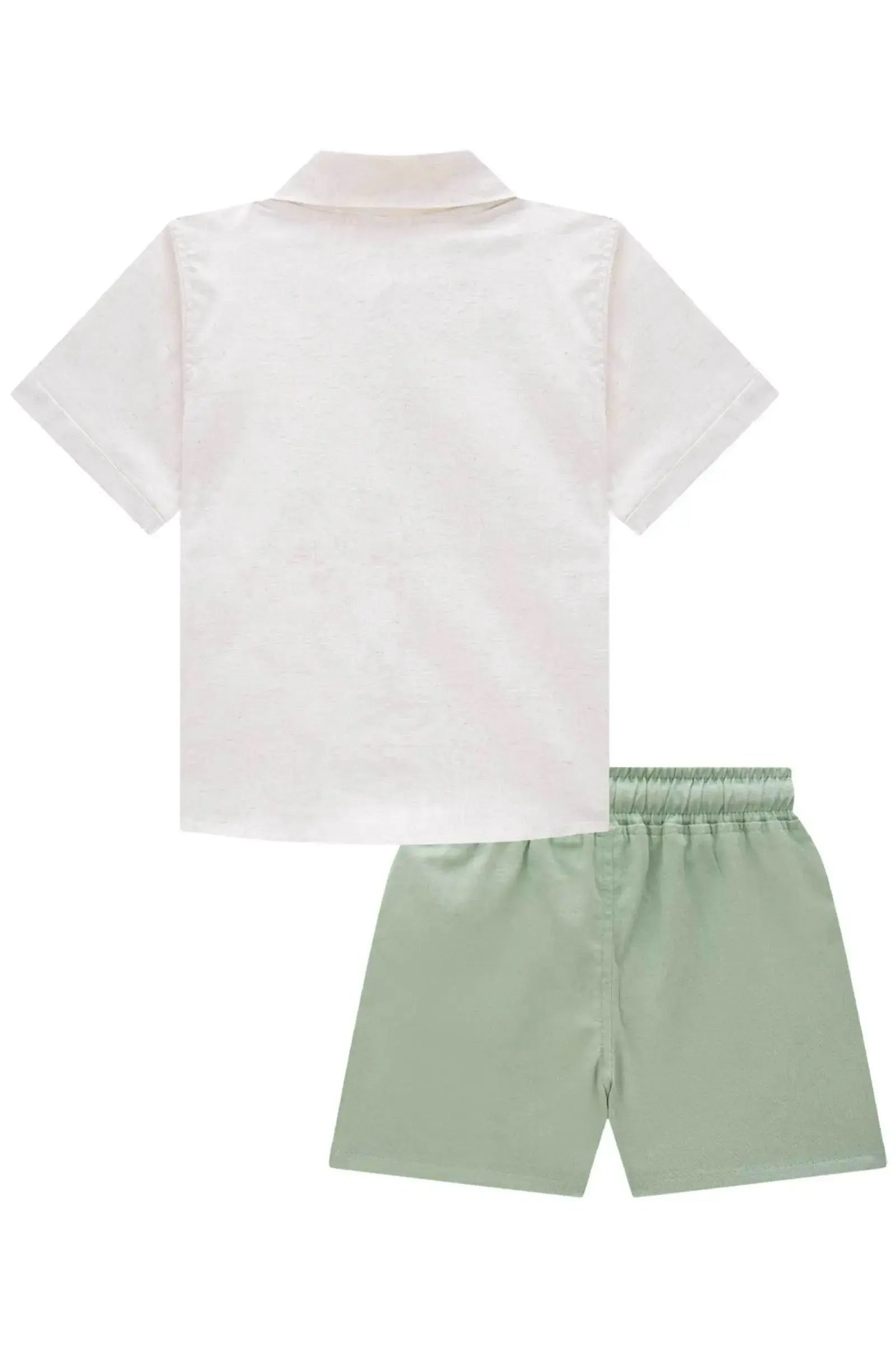 Conjunto de Camisa em Linho Deluxe e Bermuda em Linho Santorine com Elastano 83610 LucBoo Bebê Menino