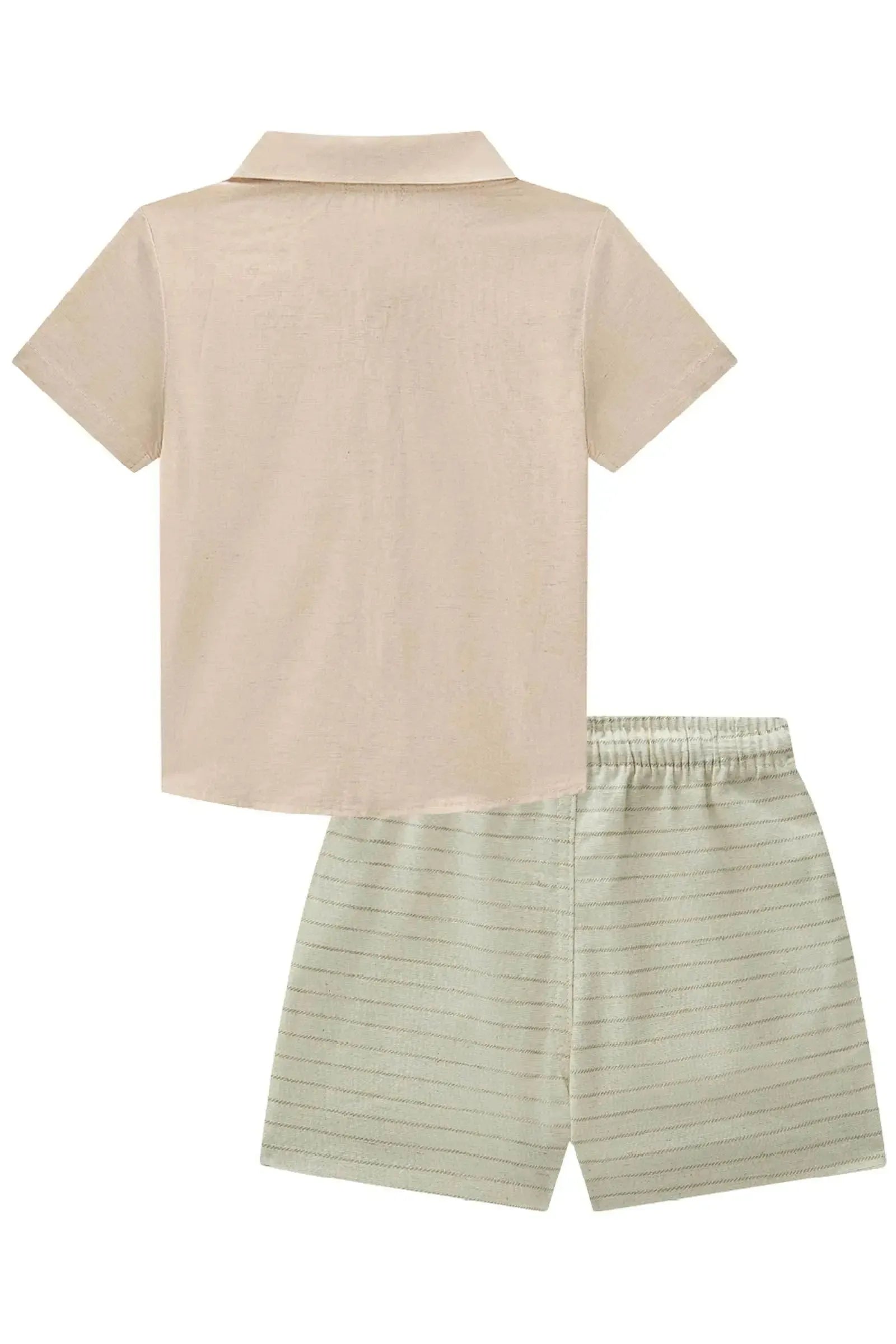 Conjunto de Camisa em Linho Deluxe e Bermuda em Linho Santorine com Elastano 86330 Johnny Fox Bebê Menino