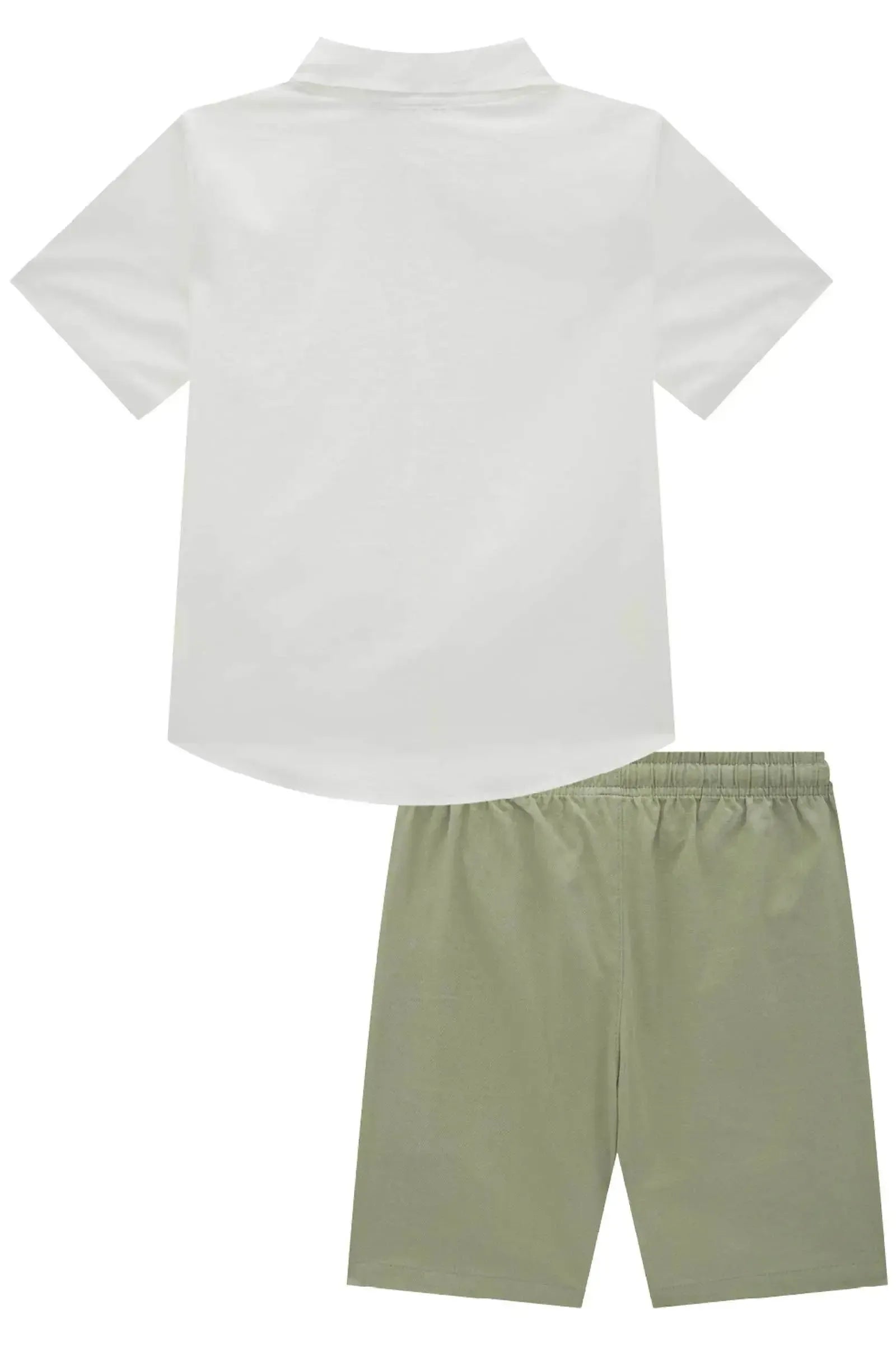 Conjunto de Camisa em Linho Deluxe e Bermuda em Sarja Girassol com Elastano 88761 Johnny Fox Teen Menino