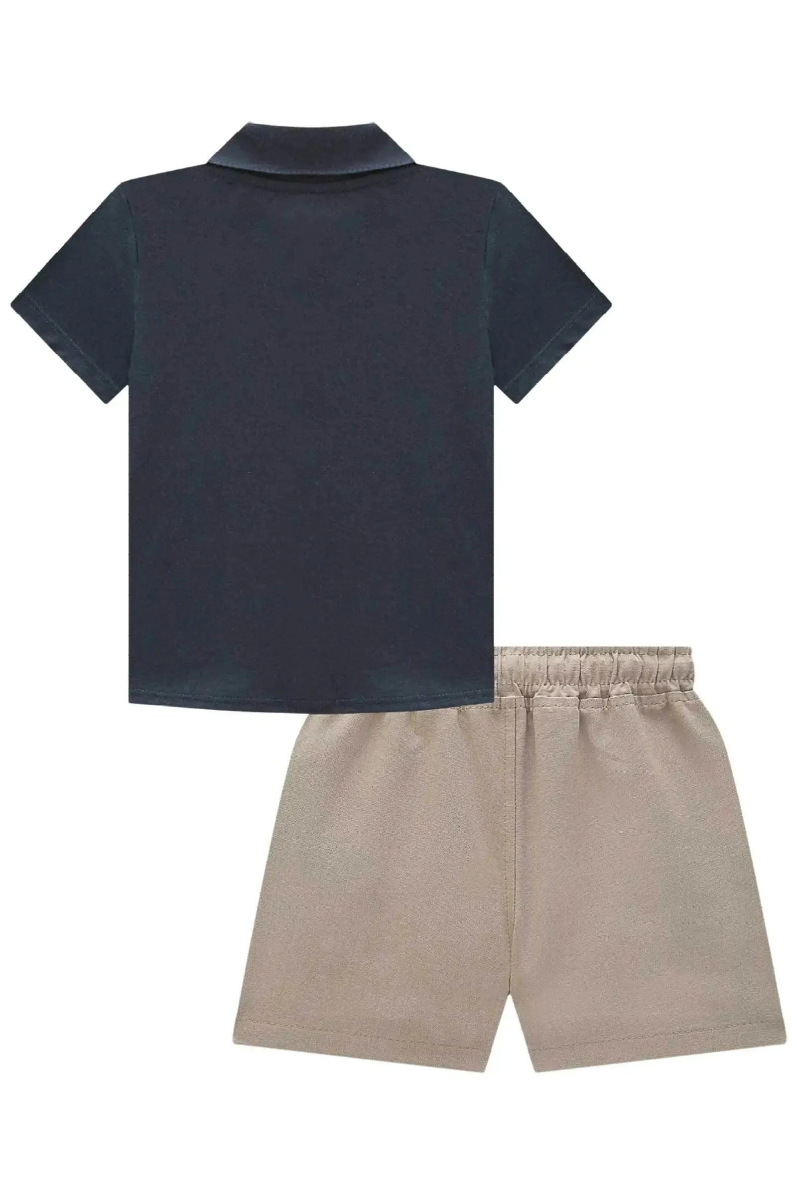 Conjunto de Camisa em Meia Malha e Bermuda em Linho Santorine com Elastano 92866 LucBoo Bebê Menino