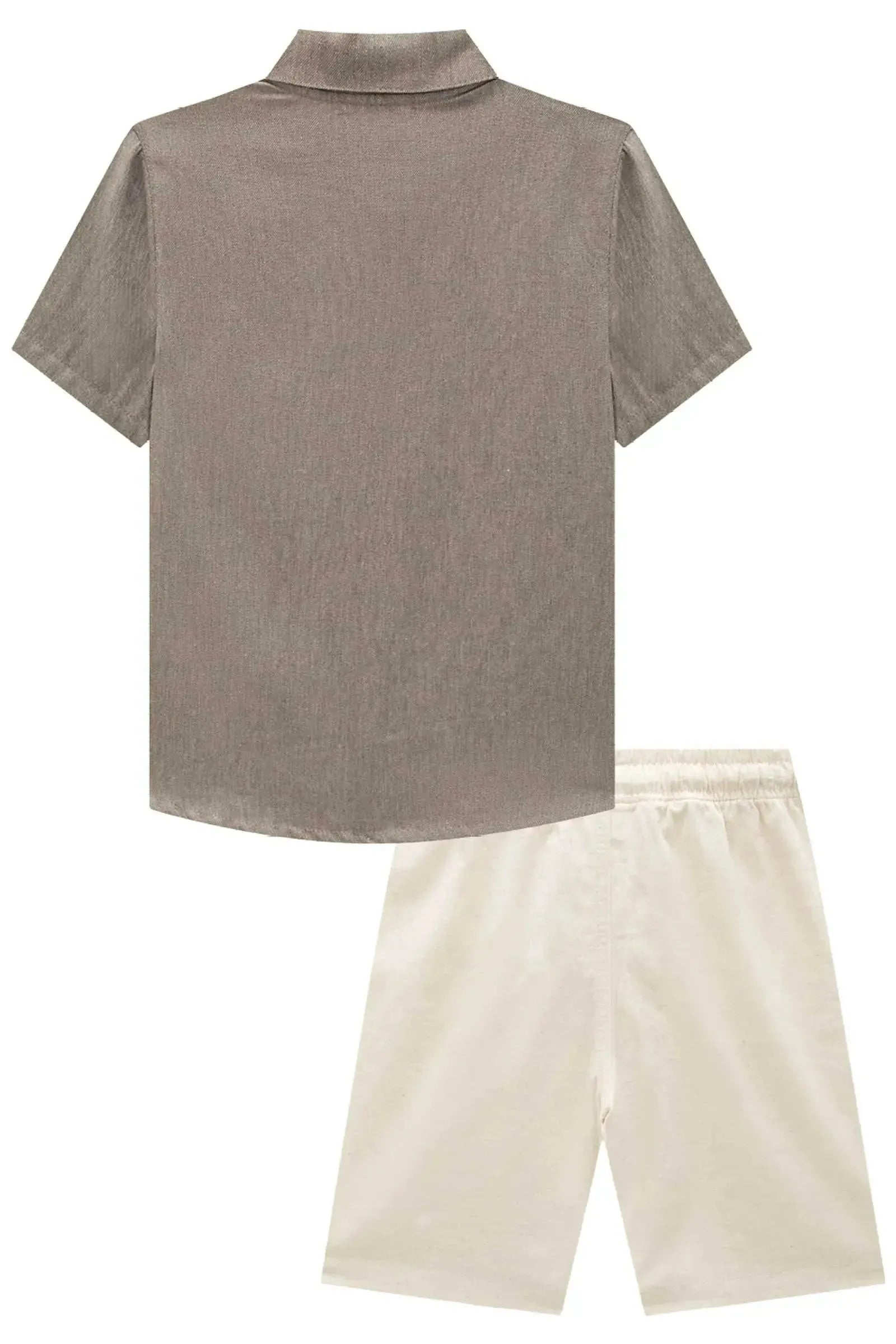 Conjunto de Camisa em Tecido Malibu e Bermuda em Linho Santorine com Elastano 92457 LucBoo Infantil Menino