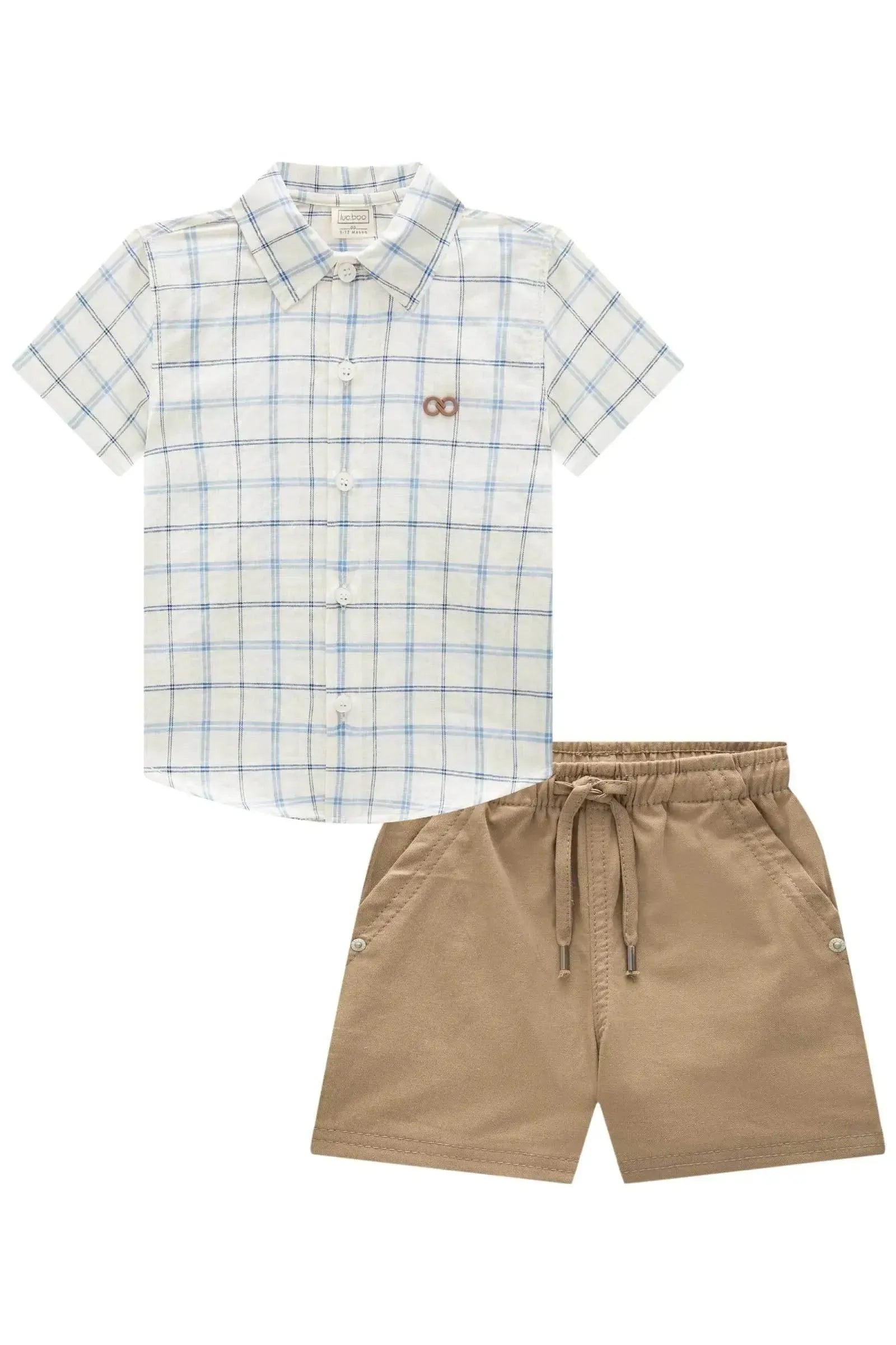Conjunto de Camisa em Tecido Malibu e Bermuda em Sarja Girassol com Elastano 93705 LucBoo Bebê Menino