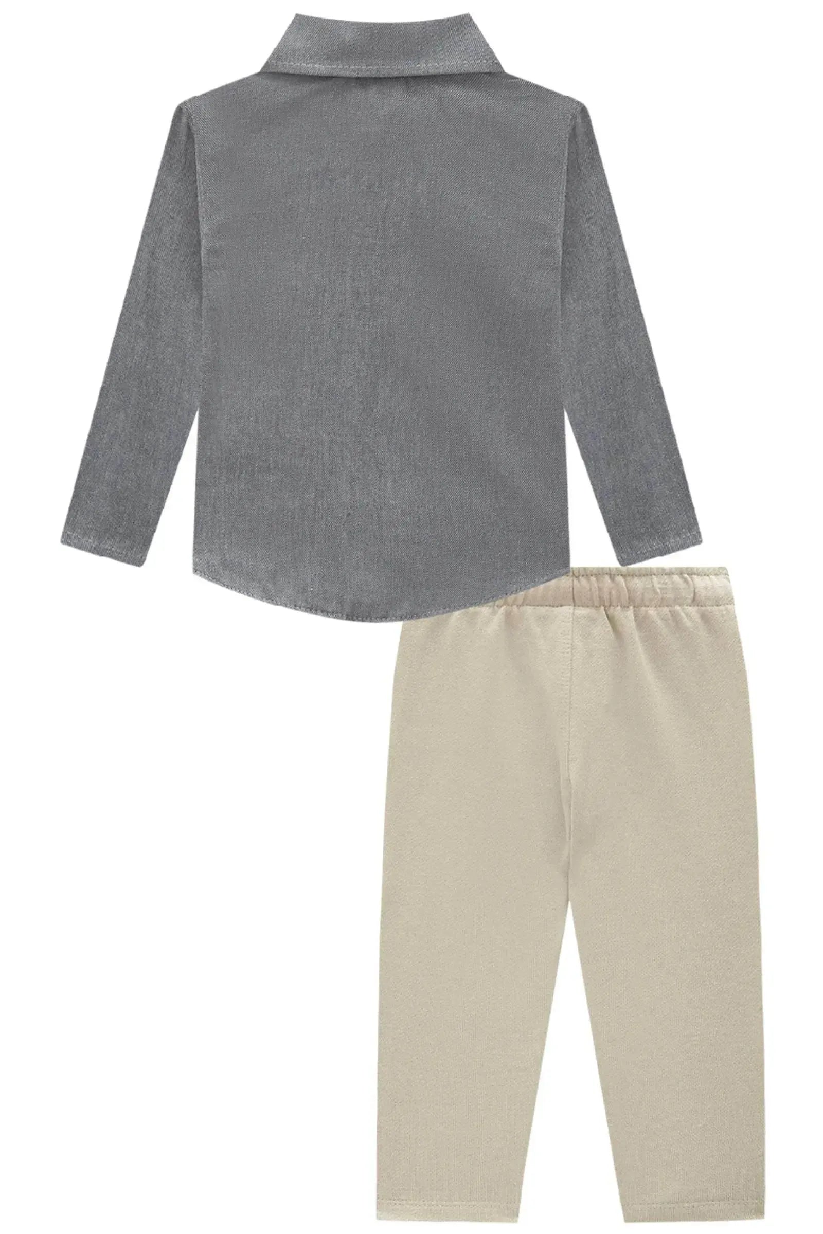 Conjunto de Camisa em Tecido Malibu e Calça Skinny em Moletwill com Elastano 90199 LucBoo Bebê Menino