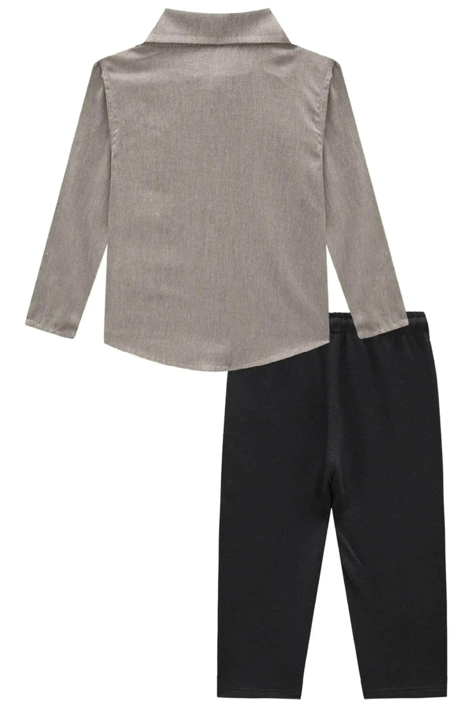 Conjunto de Camisa em Tecido Malibu e Calça Skinny em Moletwill com Elastano 90202 LucBoo Bebê Menino