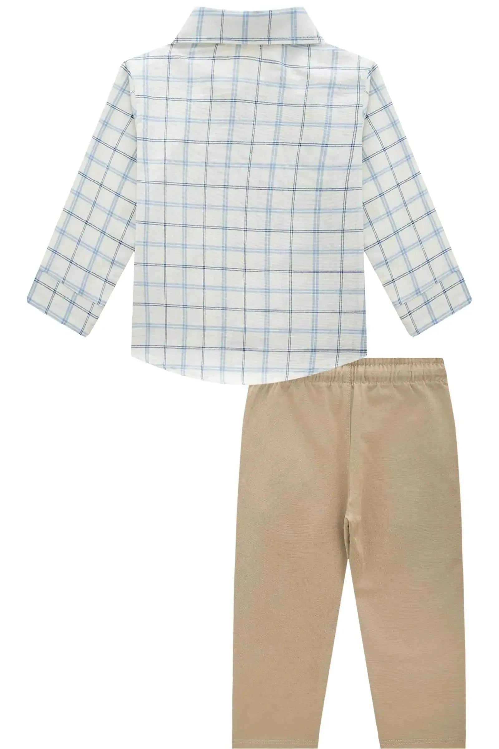 Conjunto de Camisa em Tecido Malibu e Calça Skinny em Sarja Girassol com Elastano 90183 LucBoo Bebê Menino