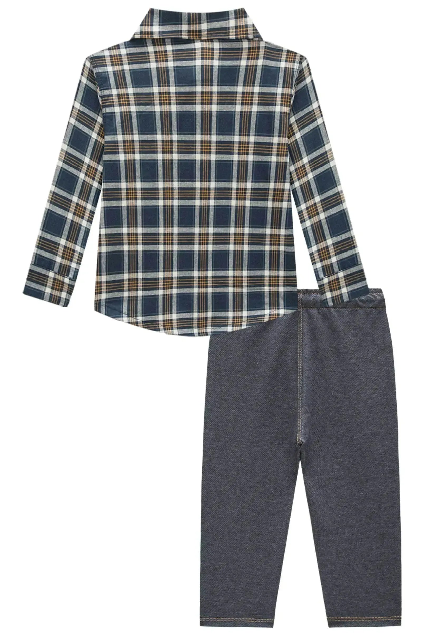 Conjunto de Camisa em Tricoline e Calça Skinny em Cotton Jeans com Elastano 90196 LucBoo Bebê Menino