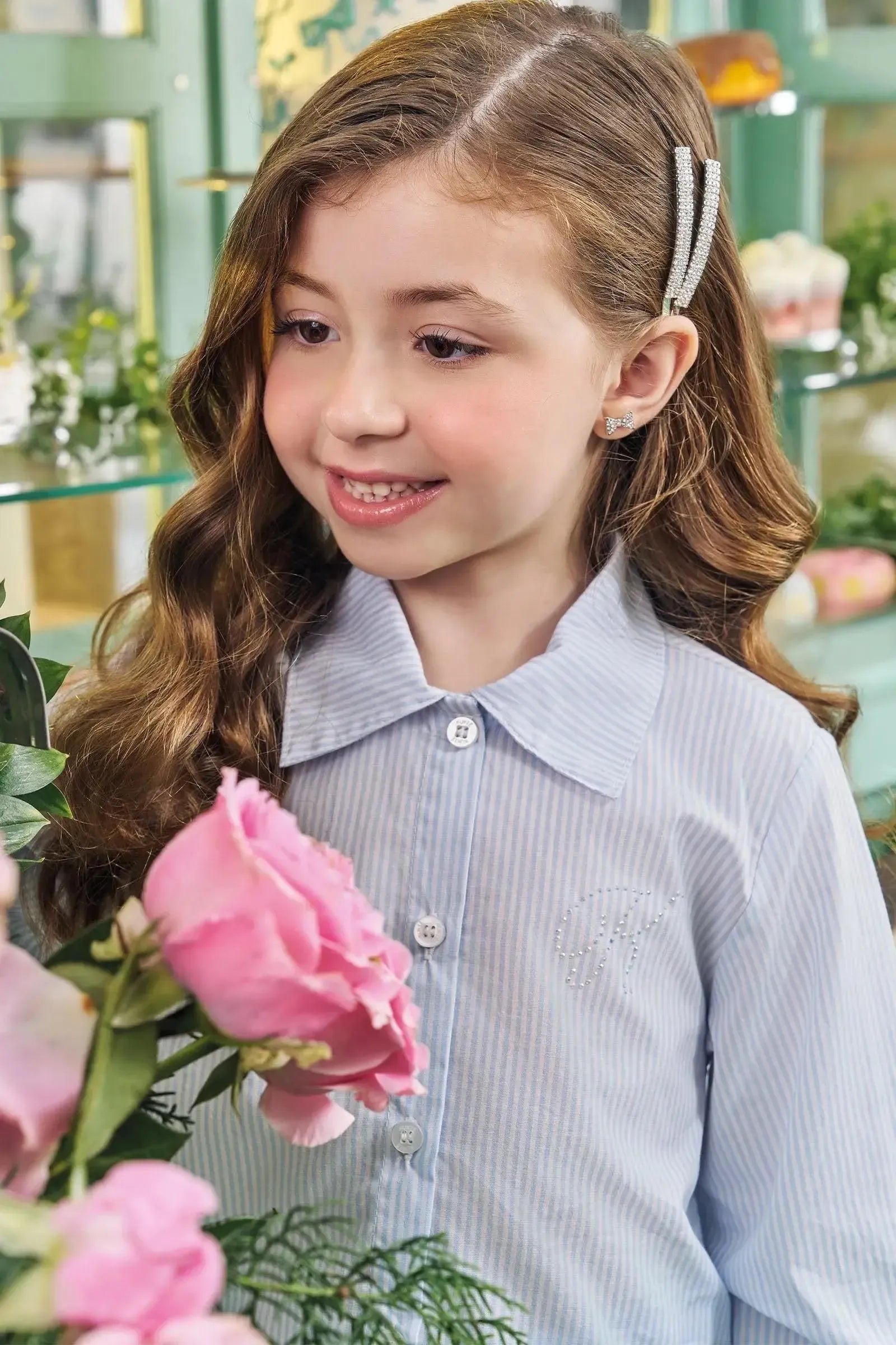 Conjunto de Camisa em Tricoline de Algodão e Short Saia em Sarja com Elastano 83739 Kukiê Infantil Menina