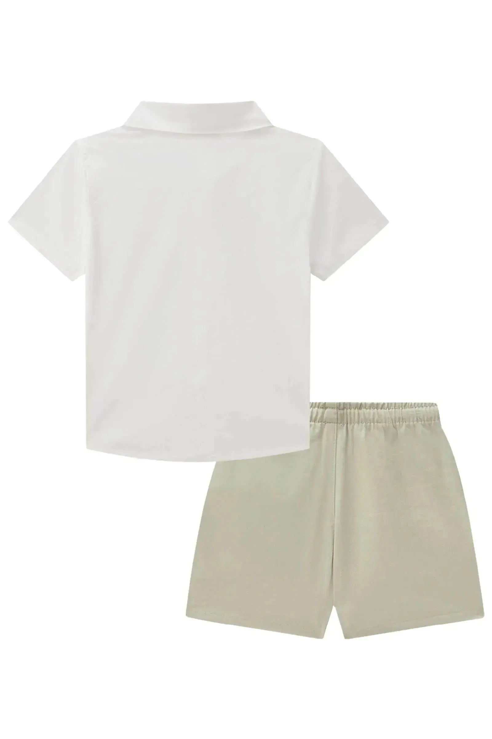 Conjunto de Camisa em Tricoline Mônaco com Elastano e Bermuda em Sarja com Elastano 86328 Johnny Fox Bebê Menino