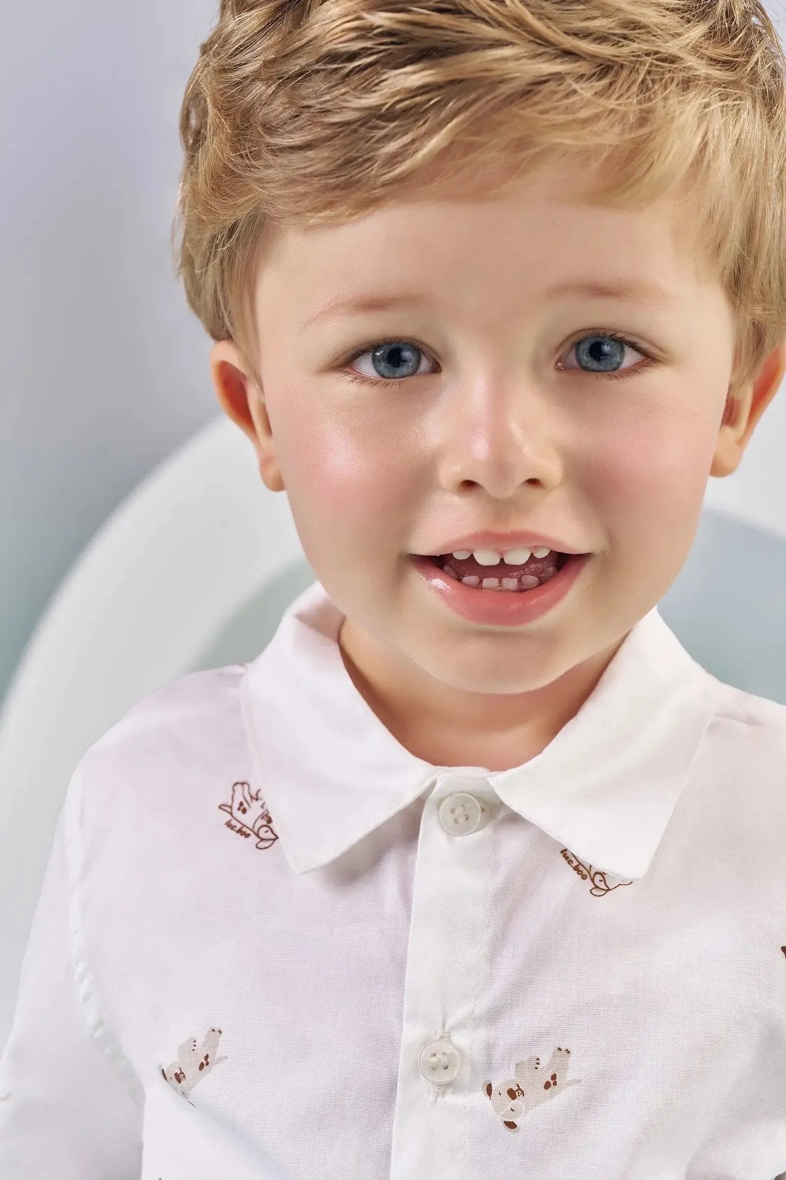 Conjunto de Camisa em Tricoline Mônaco com Elastano e Bermuda em Sarja com Elastano 87609 LucBoo Bebê Menino
