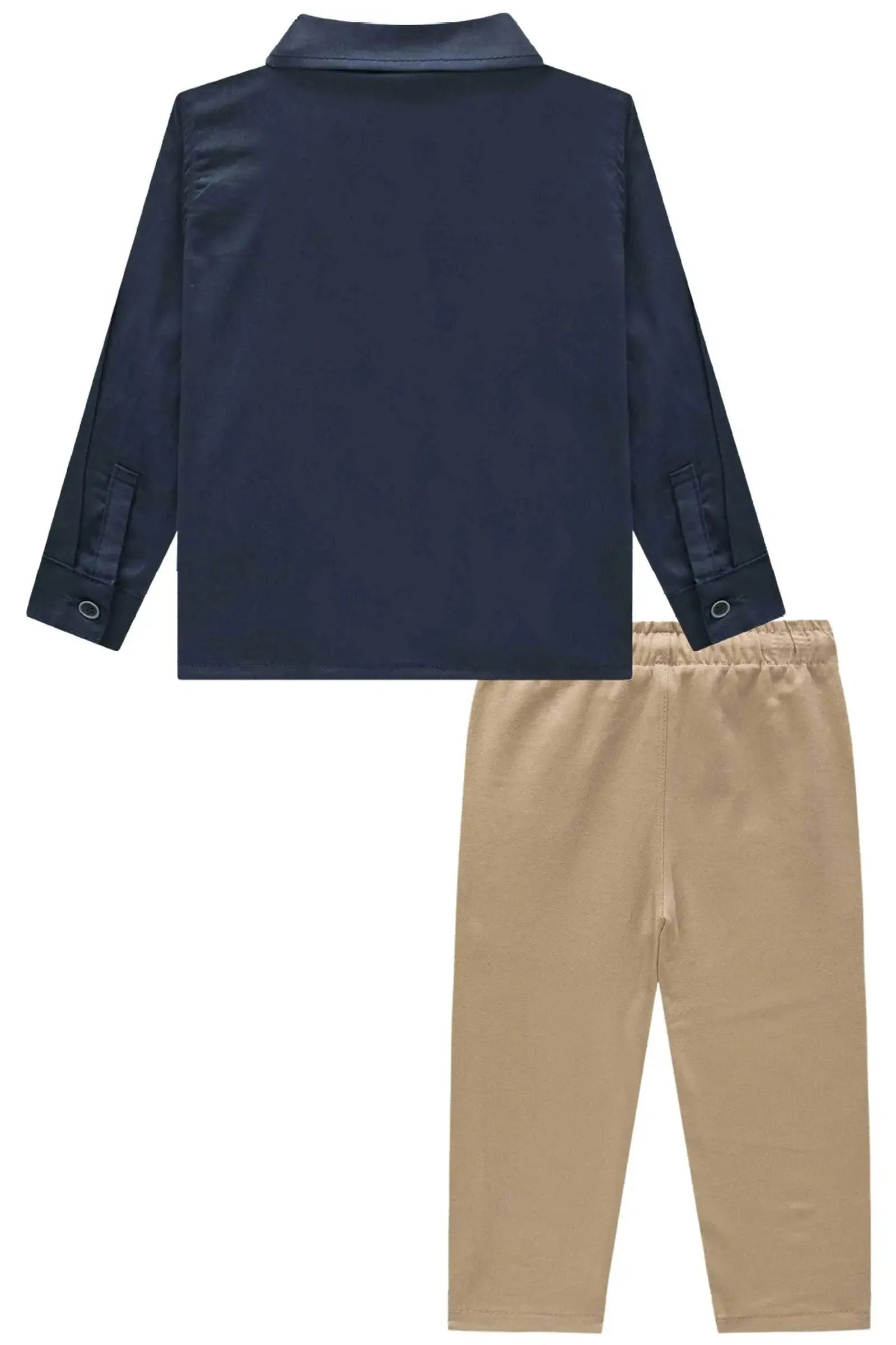 Conjunto de Camisa em Tricoline Mônaco com Elastano e Calça Skinny em Sarja com Elastano 90963 Johnny Fox Bebê Menino