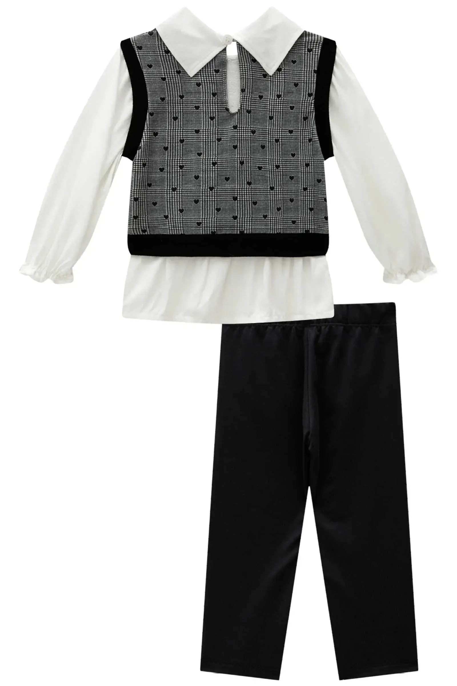 Conjunto de Camisa em Viscose Sarjada e Molecotton com Calça Legging em Couro e Termoskin 90488 Infanti Bebê Menina