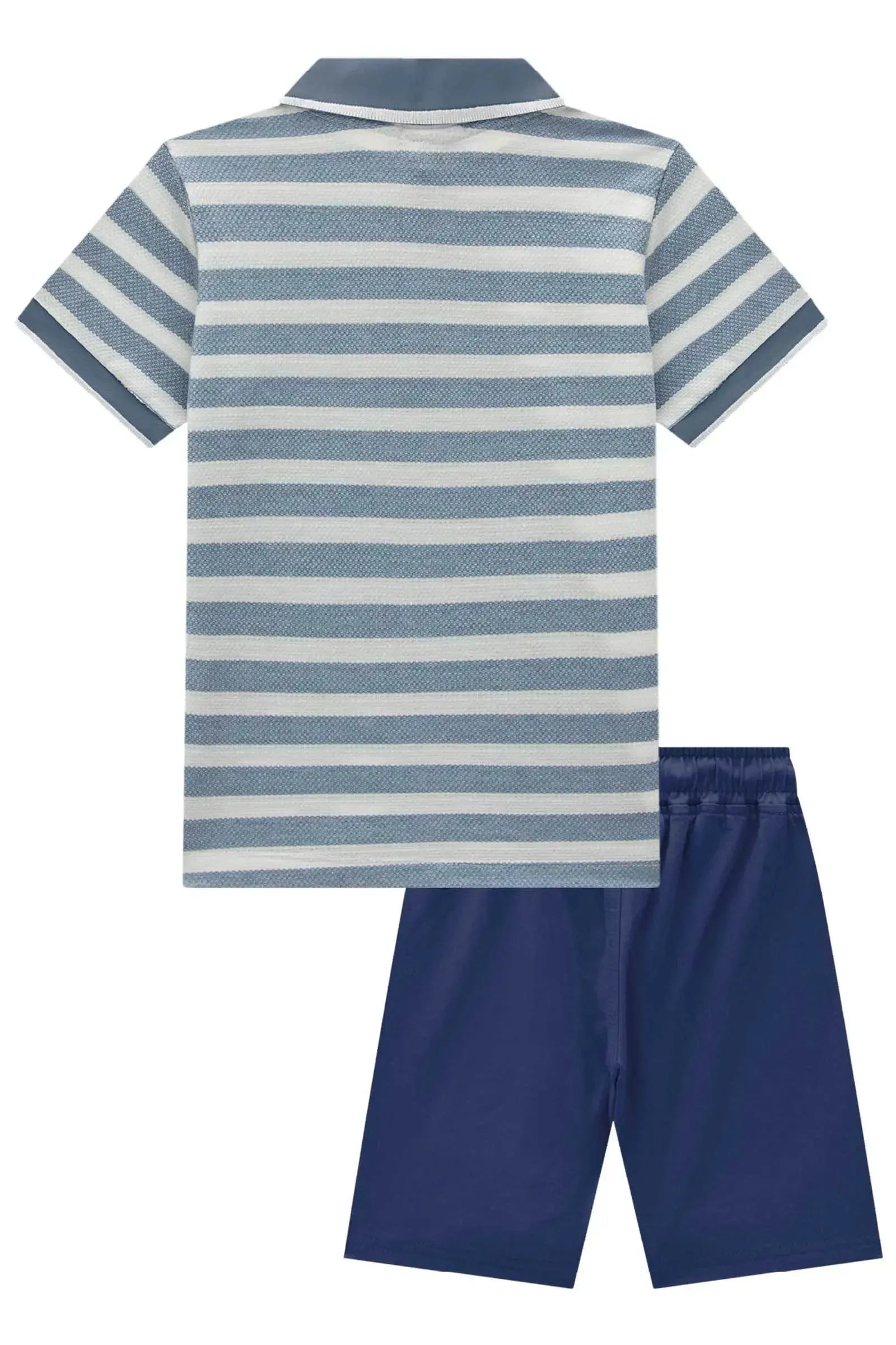 Conjunto de Camisa Polo em Malha Brizza e Bermuda em Sarja Girassol com Elastano 96015 LucBoo Infantil Menino