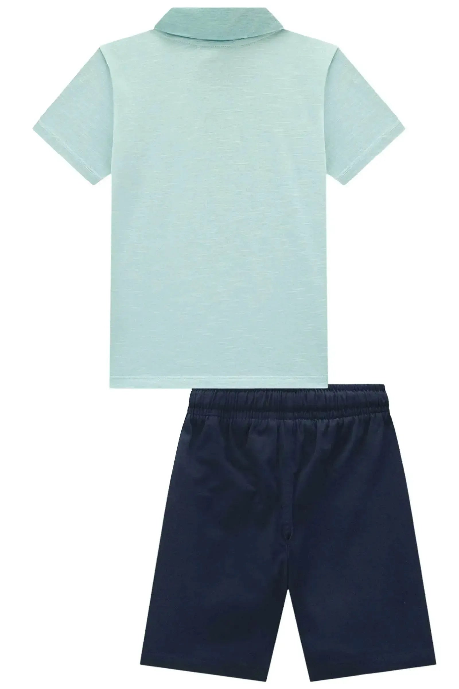 Conjunto de Camisa Polo em Malha Mesclada e Bermuda em Sarja Girassol com Elastano 96548 LucBoo Infantil Menino