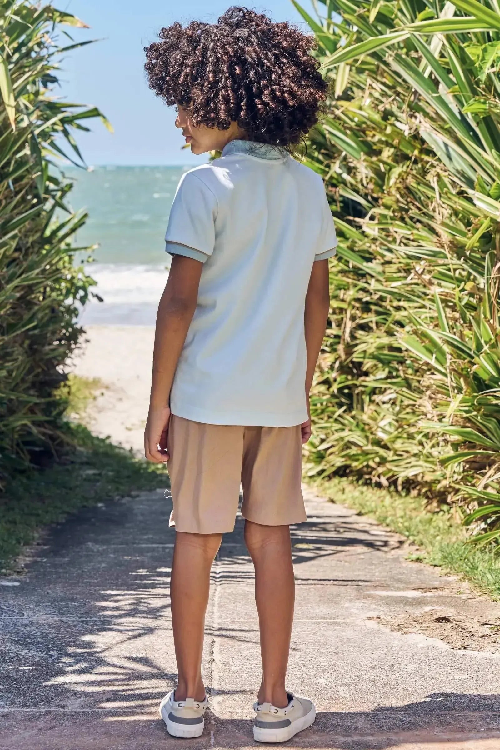 Conjunto de Camisa Polo em Malha Piquet C/ Elastano e Bermuda em Linho Santorine C/ Elastan 83607 LucBoo Infantil Menino