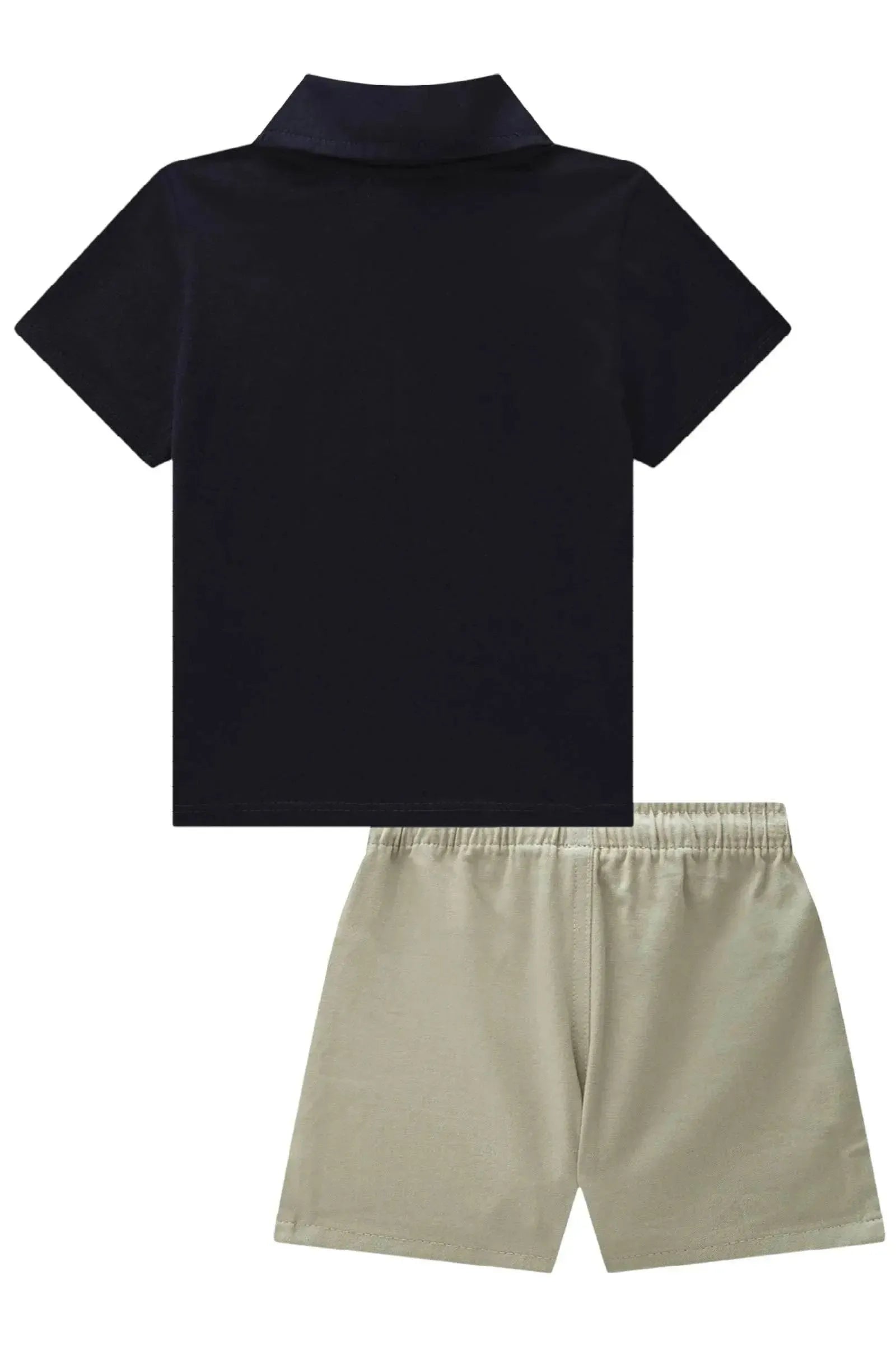 Conjunto de Camisa Polo em Meia Malha e Bermuda em Sarja Girassol com Elastano 88785 Johnny Fox Bebê Menino