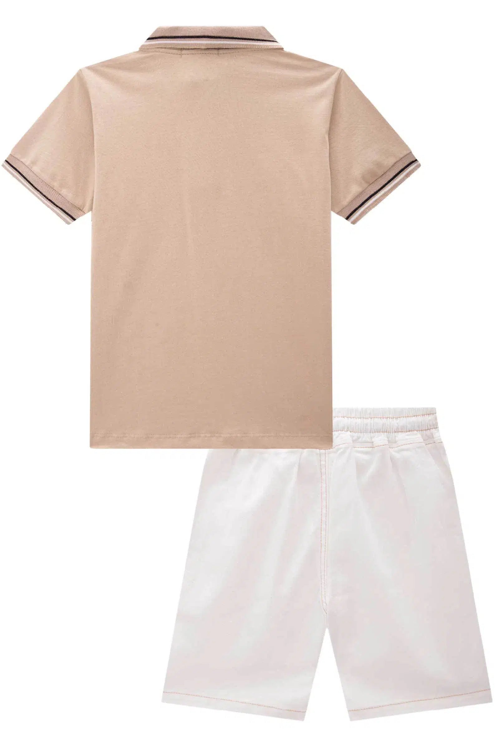 Conjunto Infantil Menino de Camisa Polo em Meia Malha e Bermuda em Sarja Onix Stretch com Elastano 81662 LucBoo